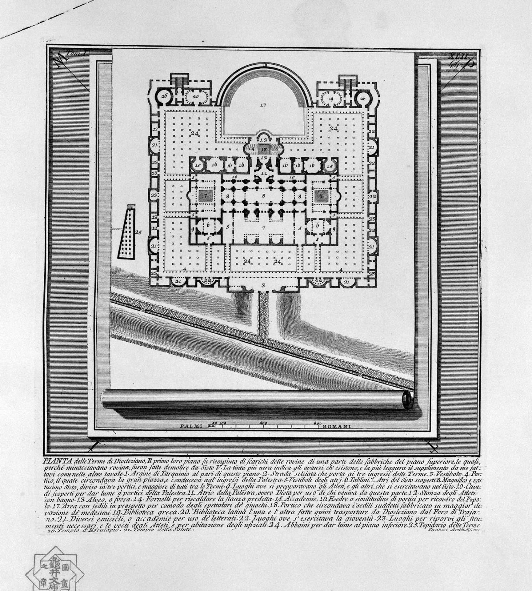 The Roman antiquities, t. 1, Plate XLII. Plan of the Baths of Diocletian by Giovanni Battista Piranesi