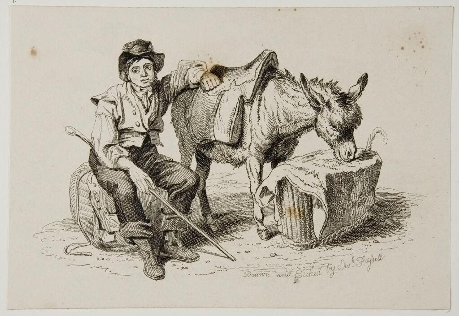A Man Sitting and His Donkey by Joseph Fussell