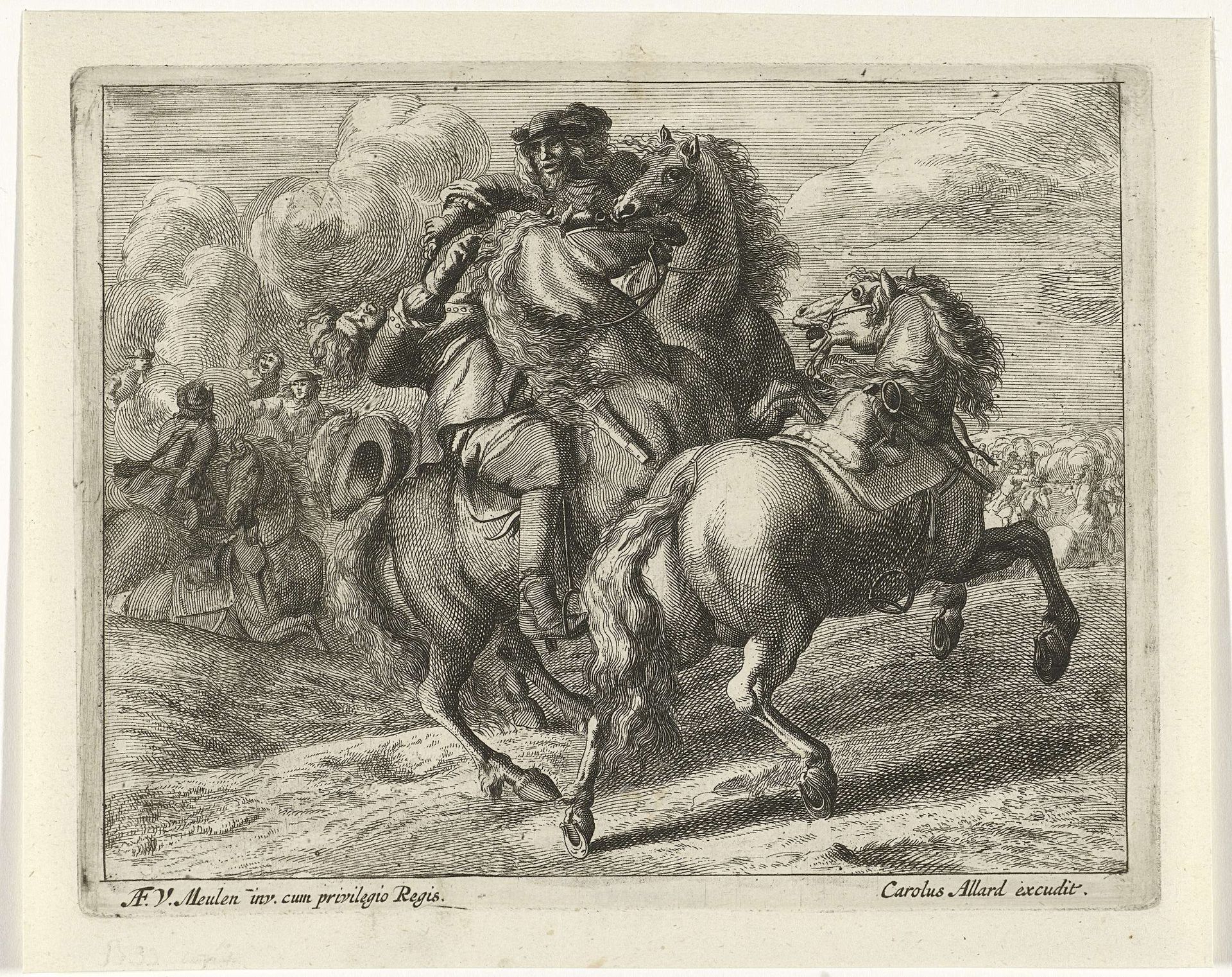 Militair te paard neergeschoten by Jan van Huchtenburg