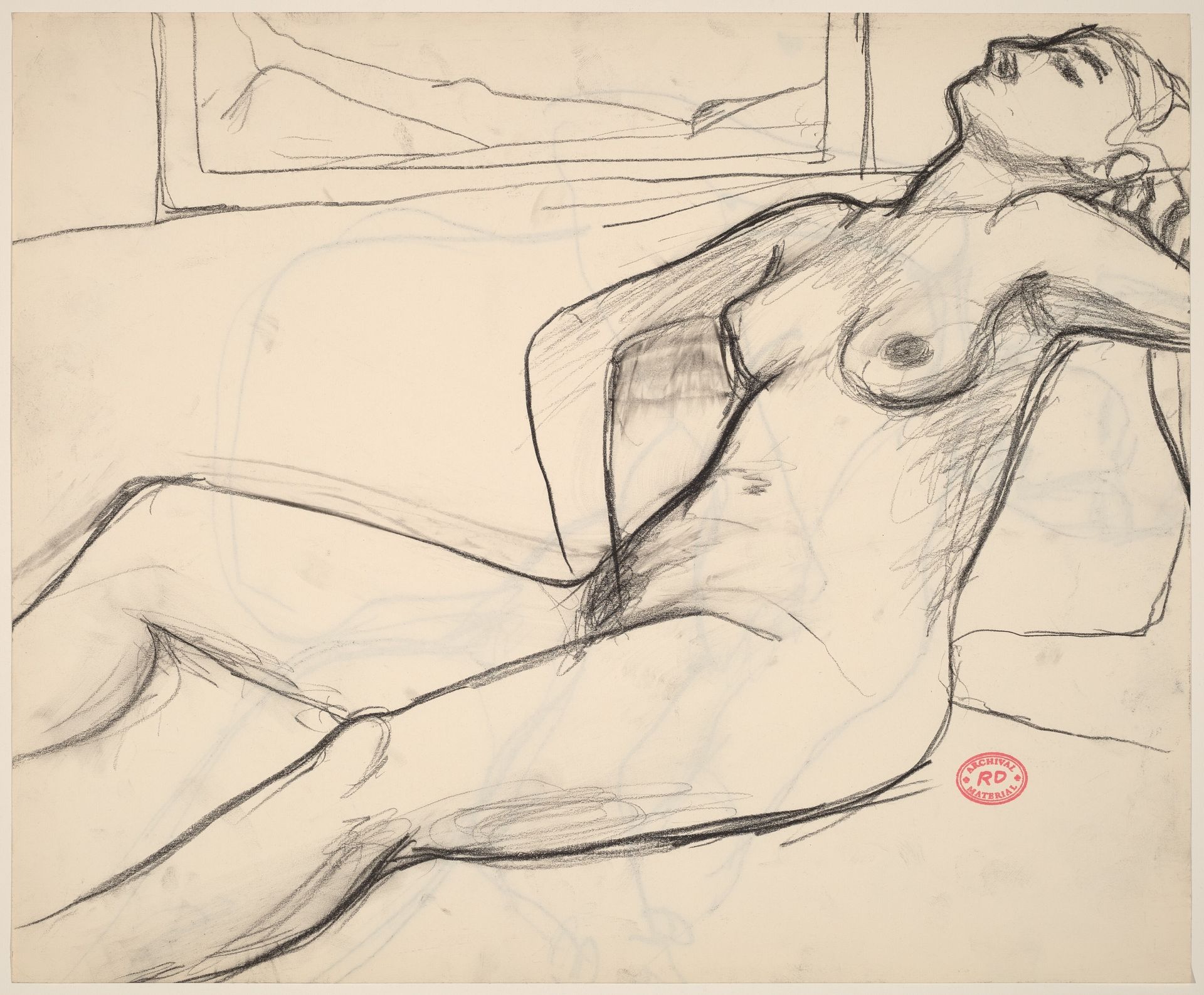 Untitled [reclining nude with her head back] [recto] by Richard Diebenkorn