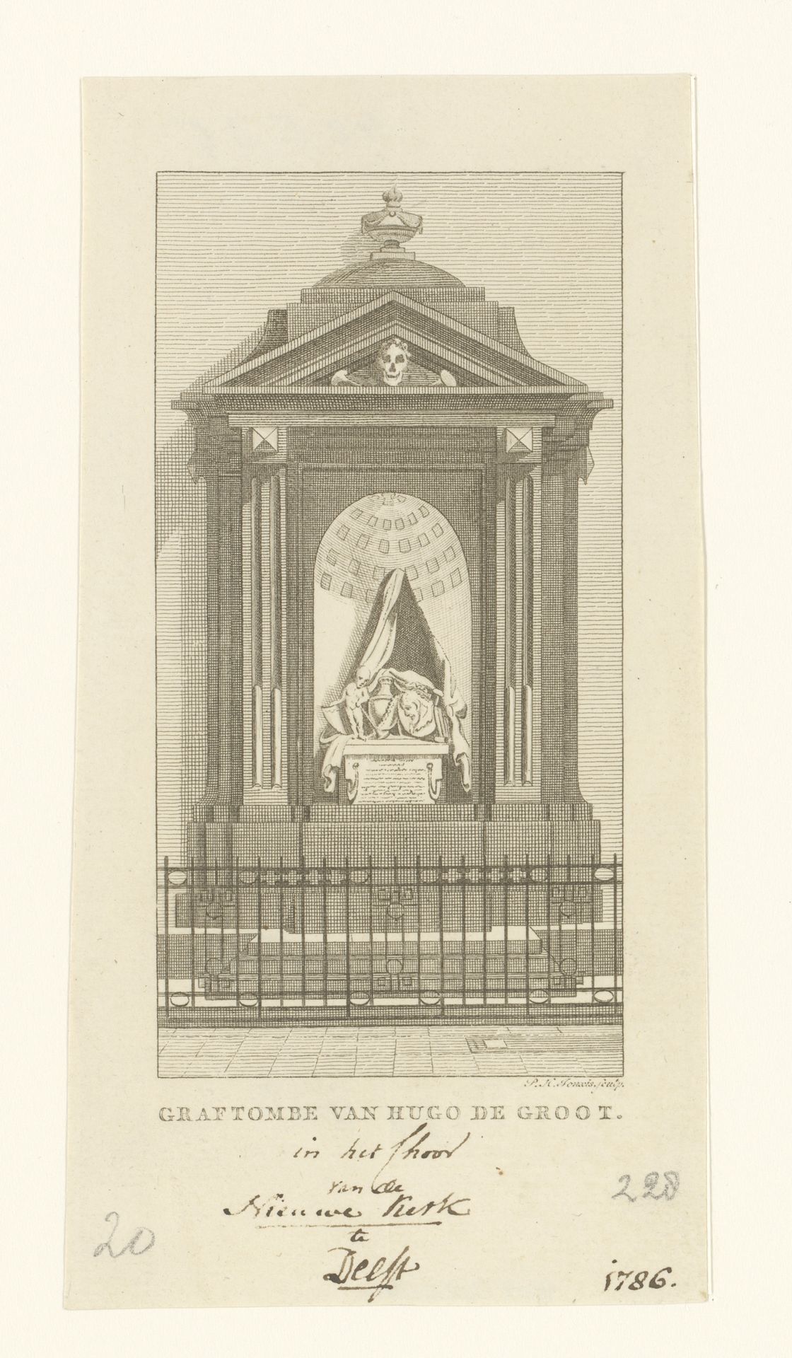 Graftombe van Hugo de Groot in de Nieuwe Kerk te Delft by Pieter Hendrik Jonxis