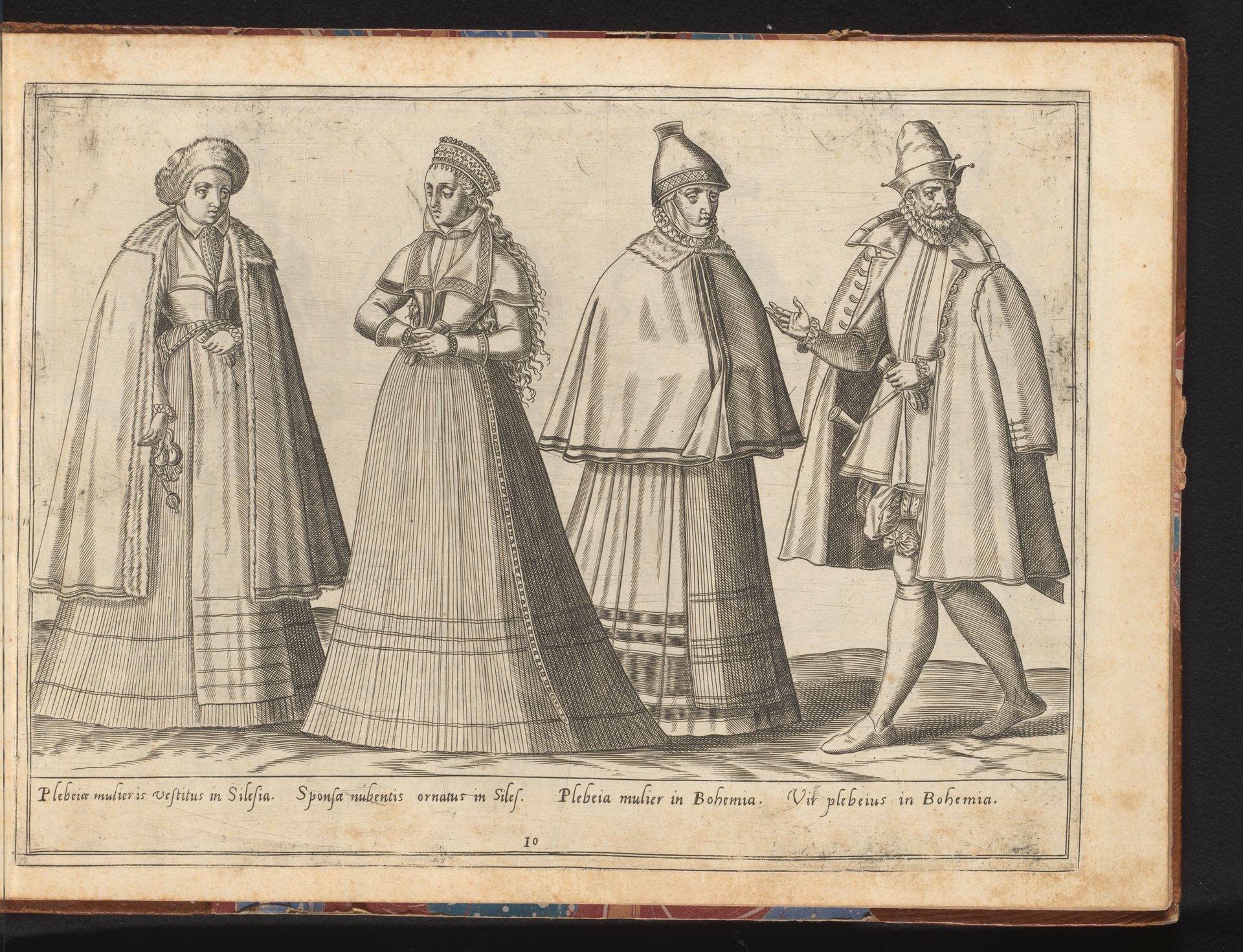 Drie vrouwen en een man, gekleed volgens de mode uit Silezë en Bohemen van ca. 1580 by Abraham de Bruyn