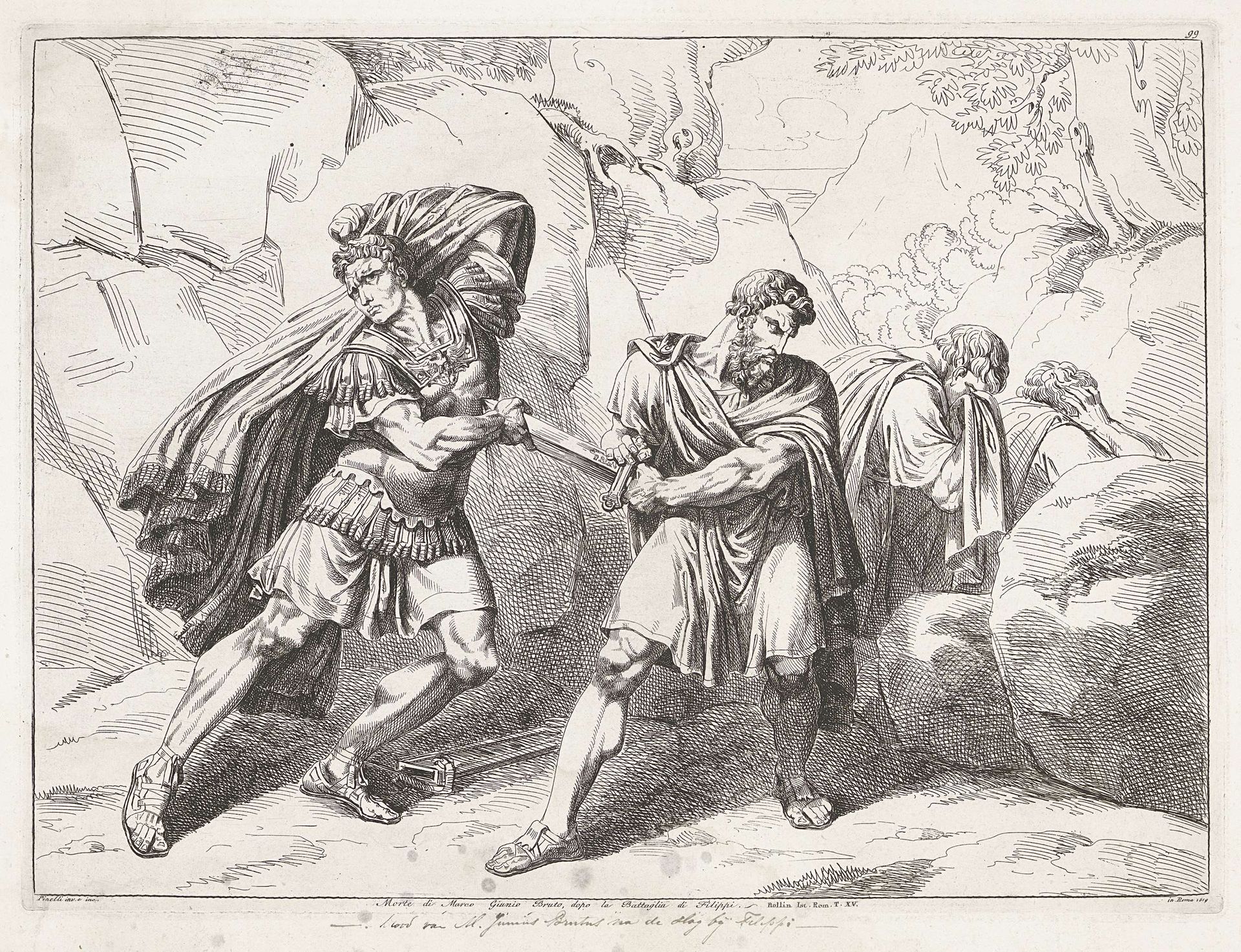 De dood van Marcus Junius Brutus by Bartolomeo Pinelli