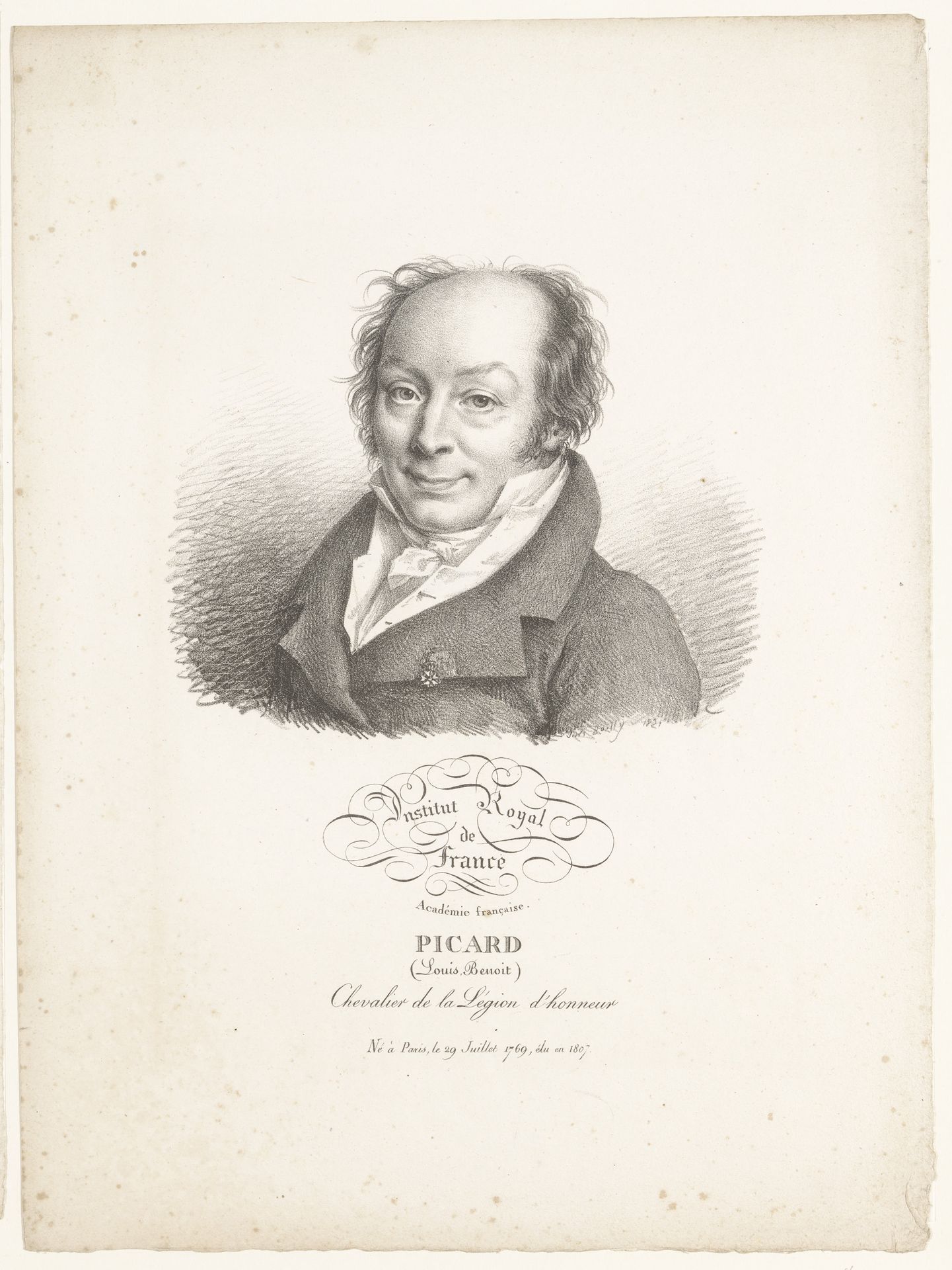 Portret van de toneelschrijver Louis-Benoît Picard by Julien-Léopold Boilly