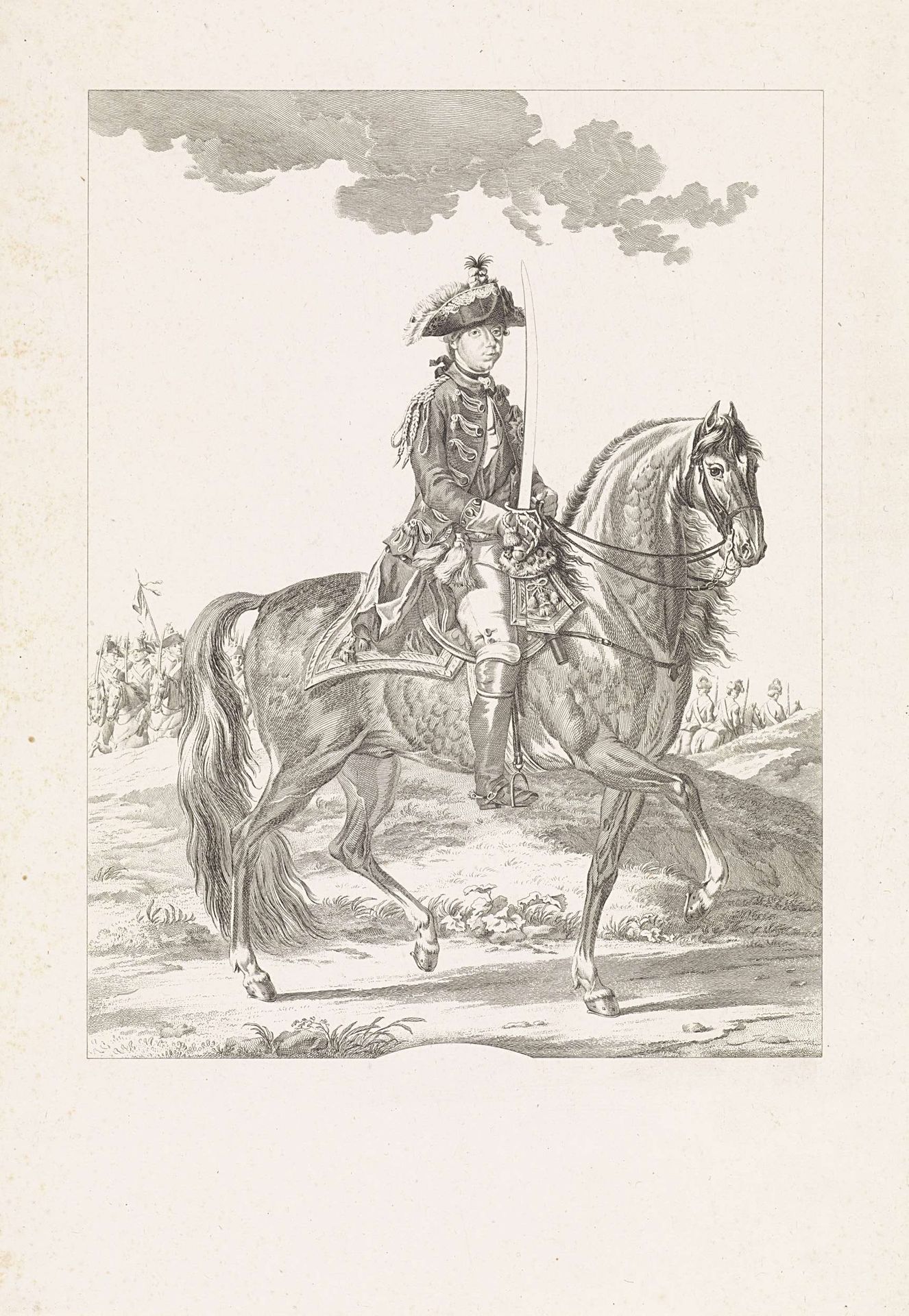Portret van Willem V, prins van Oranje-Nassau te paard by Reinier Vinkeles