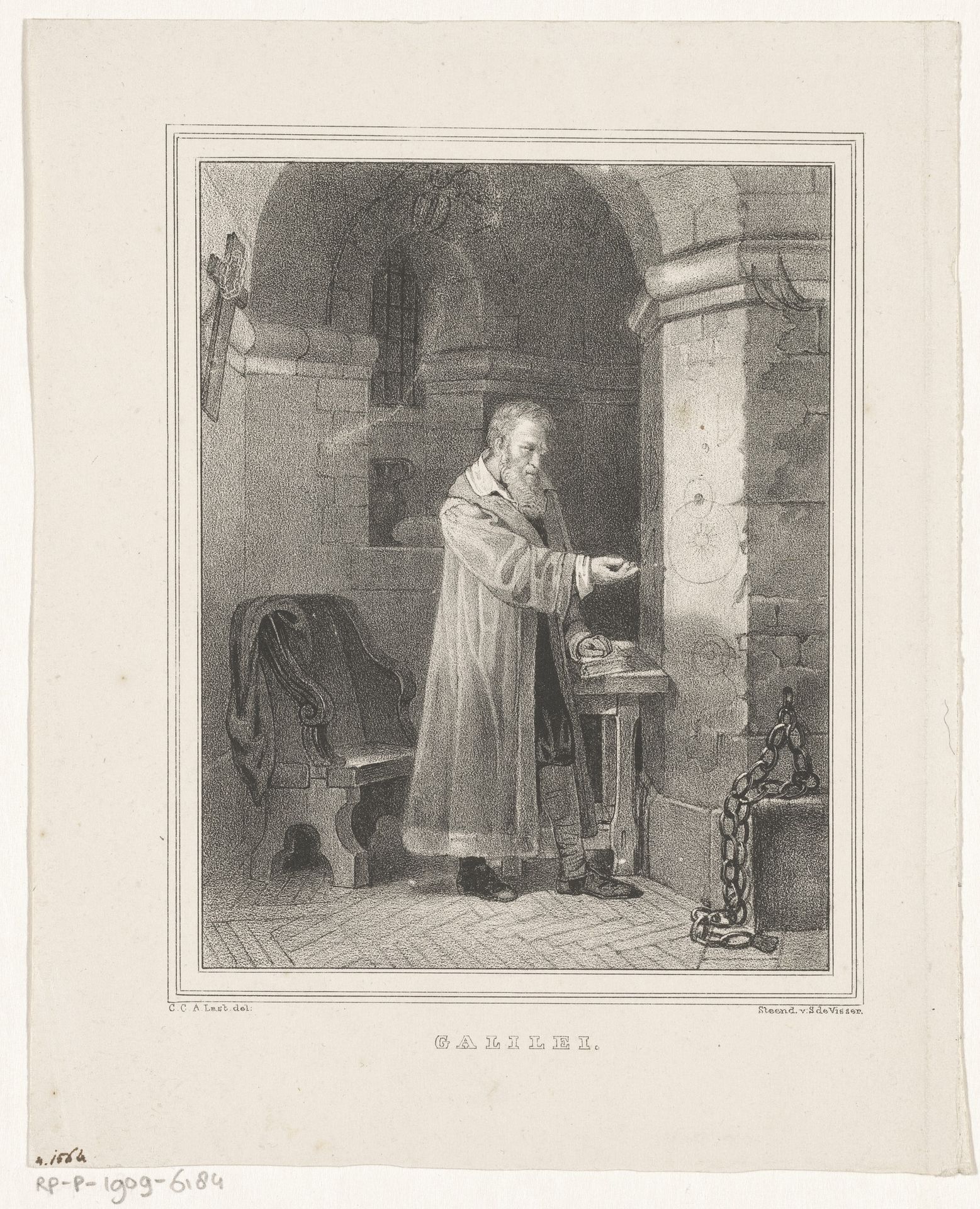 Galileo Galilei in zijn cel by Carel Christiaan Antony Last