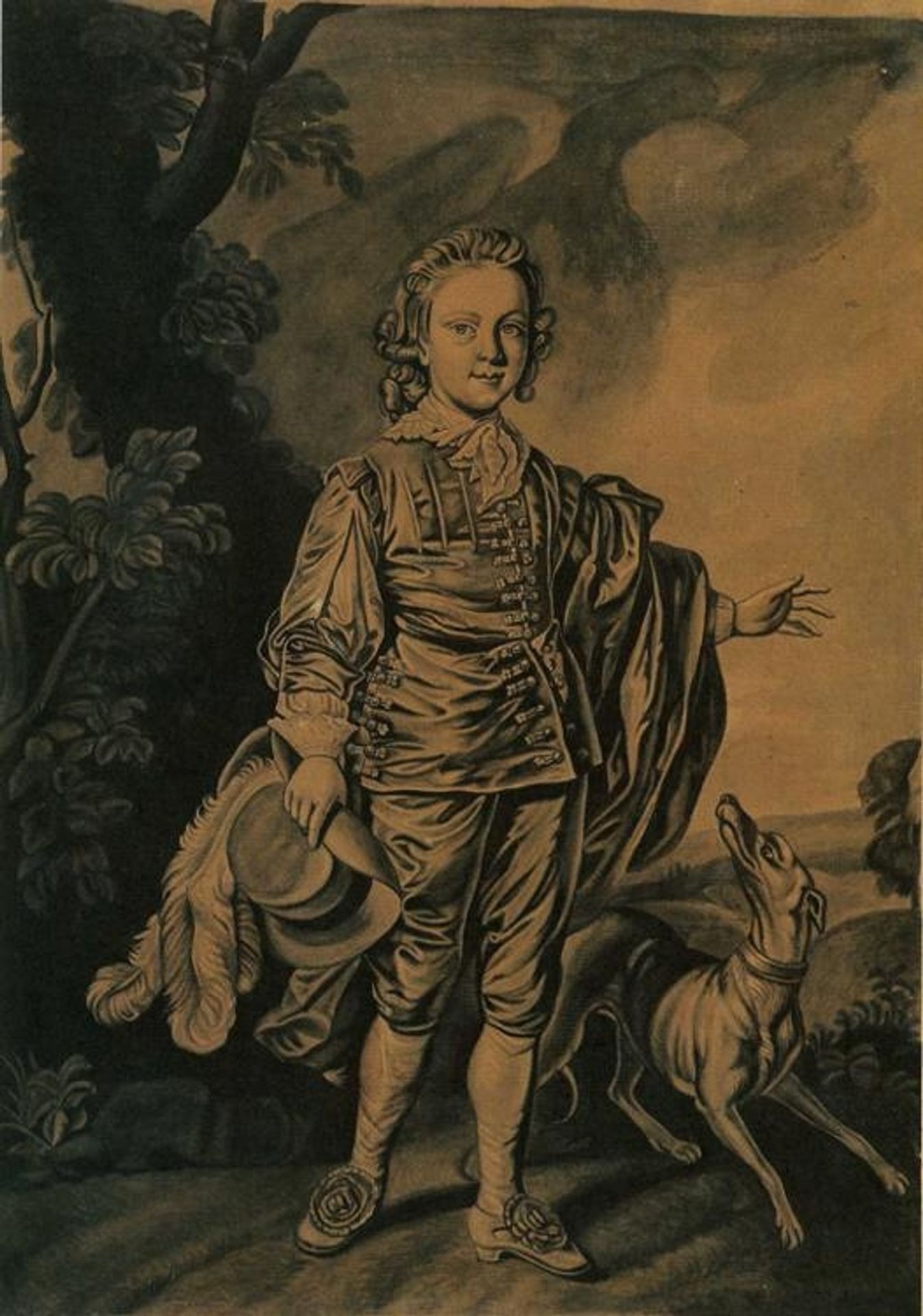 Boy with Plumed Hat and Greyhound by Joseph Wright of Derby