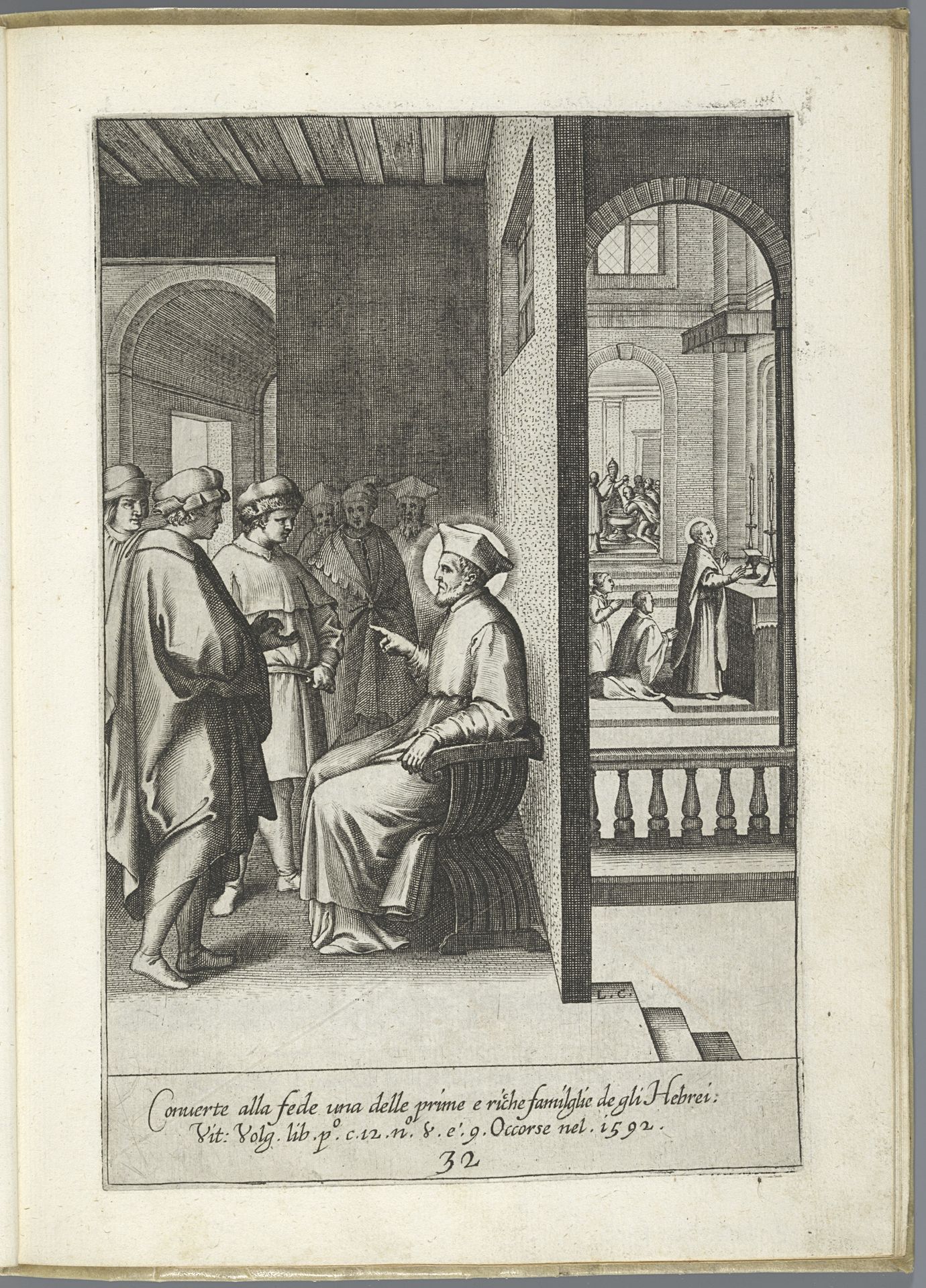 Filippo Neri bekeert een joodse familie by Luca Ciamberlano