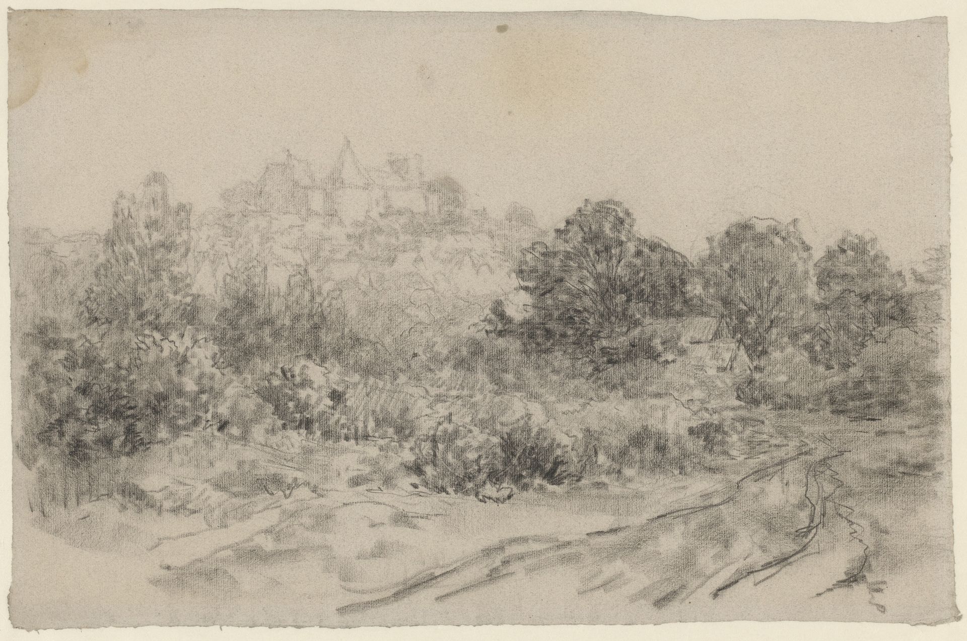 Landschap met gezicht op kasteel Bentheim by Egbert Rubertus Derk Schaap