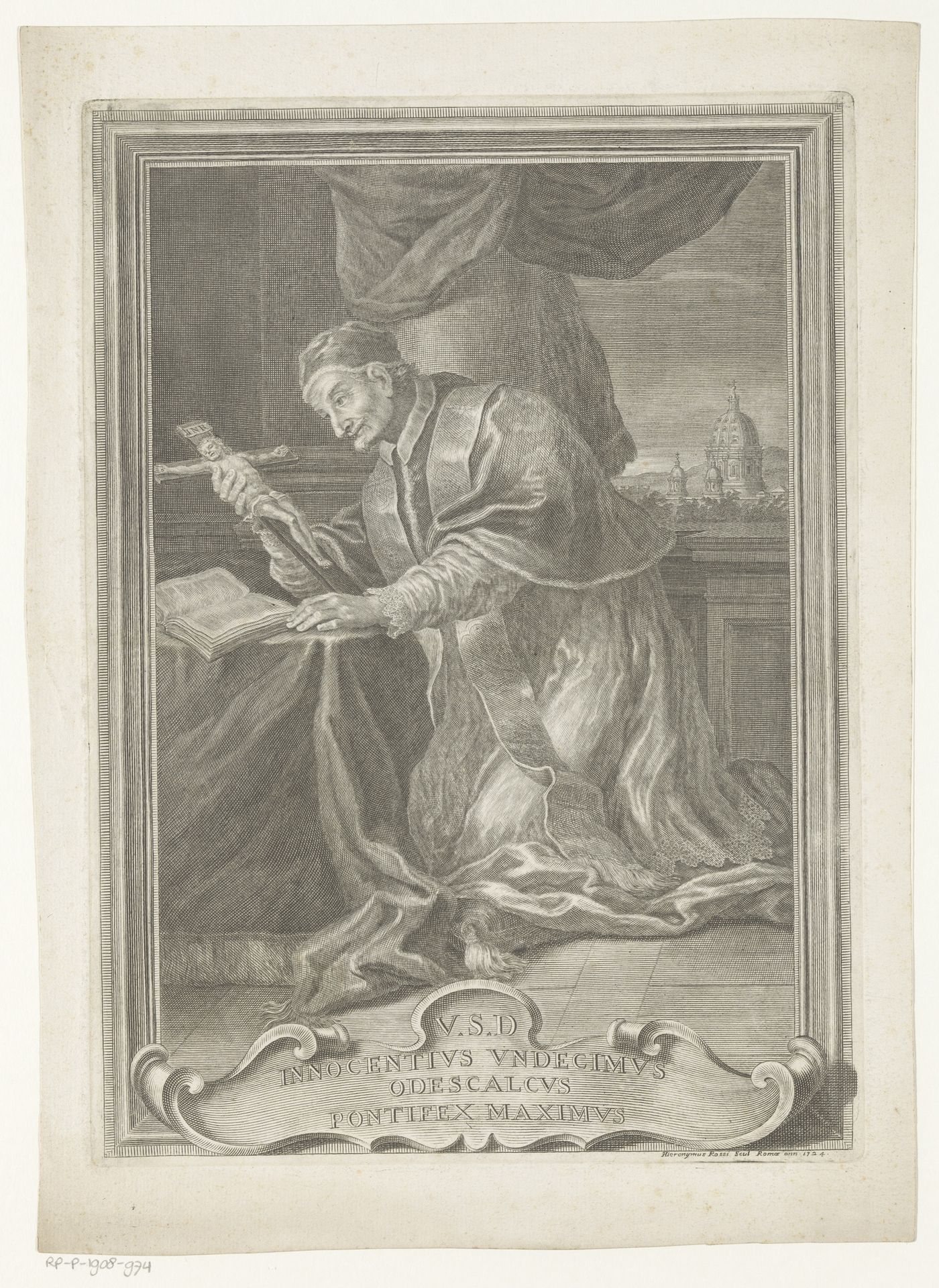 Paus Innocentius XI in gebed by Girolamo (II) Rossi