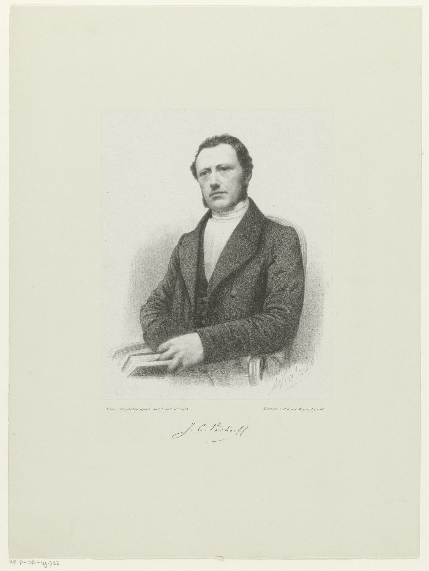 Portret van J.C. Verhoeff by Augustinus Jacobus Bernardus Wouters