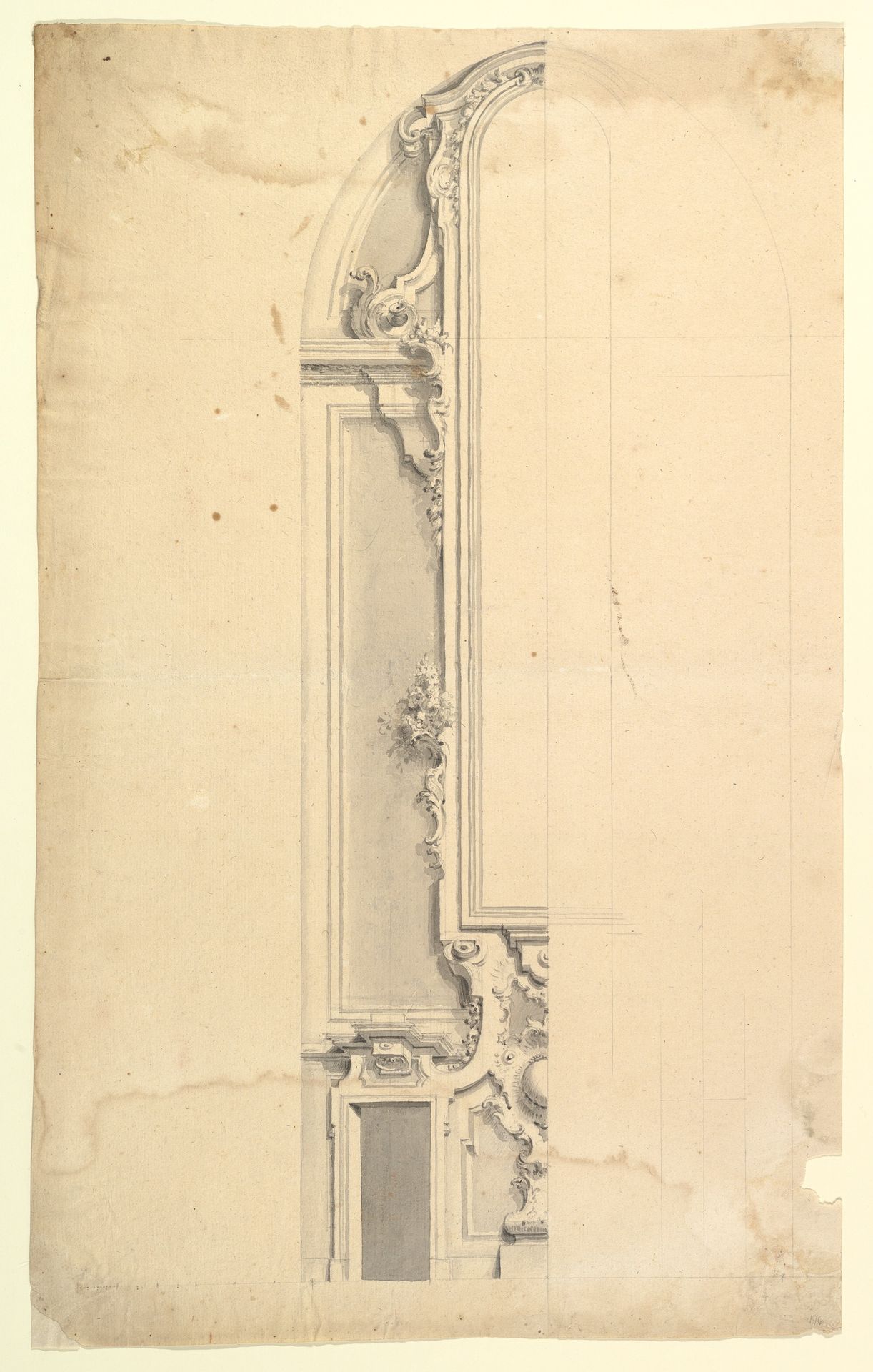 Design for Wall Decoration with Doors on both Sides of a Tall and Narrow Frame by Anonymous