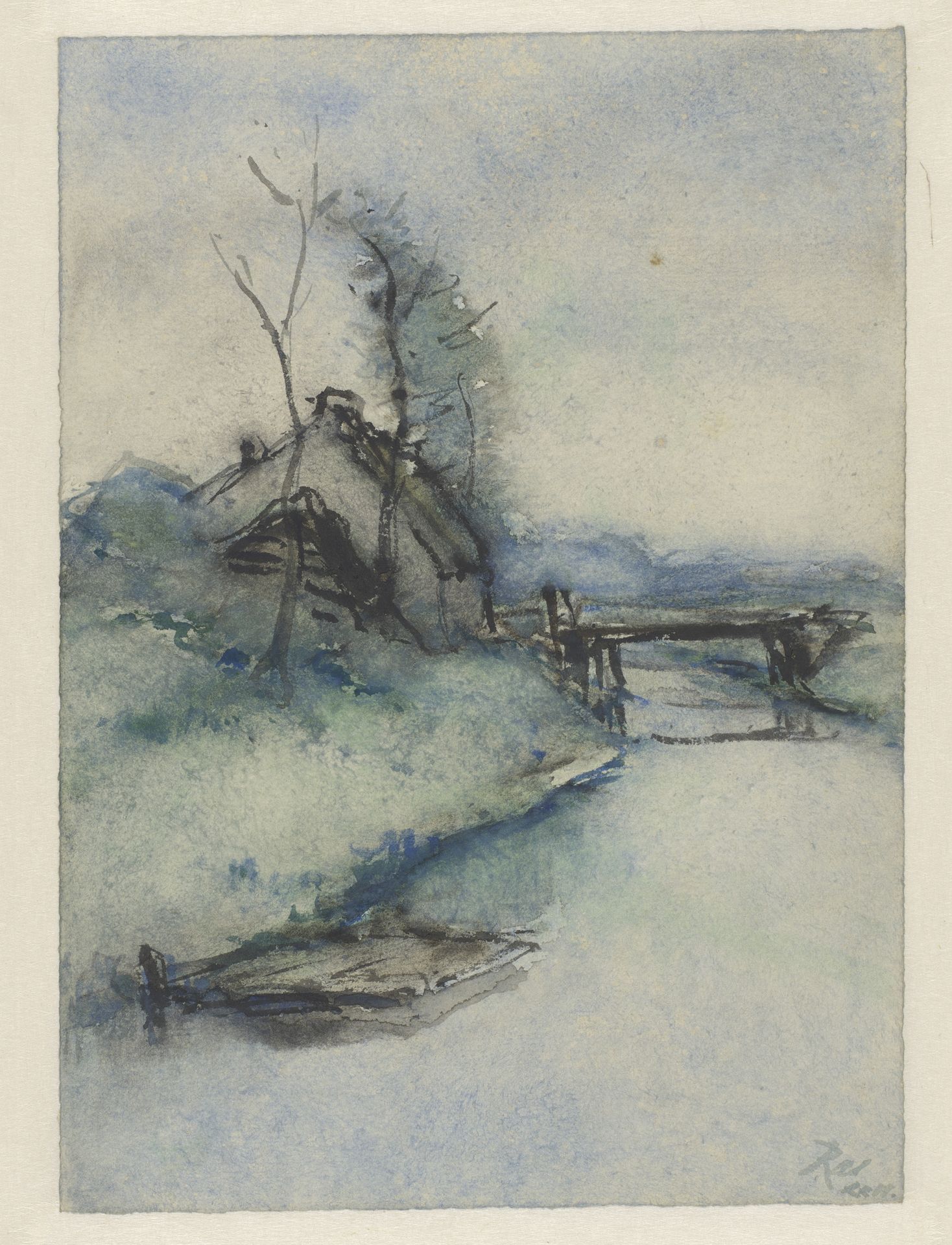 Sloot met een woning, te Gelderland by Pieter H.J.J. Ras