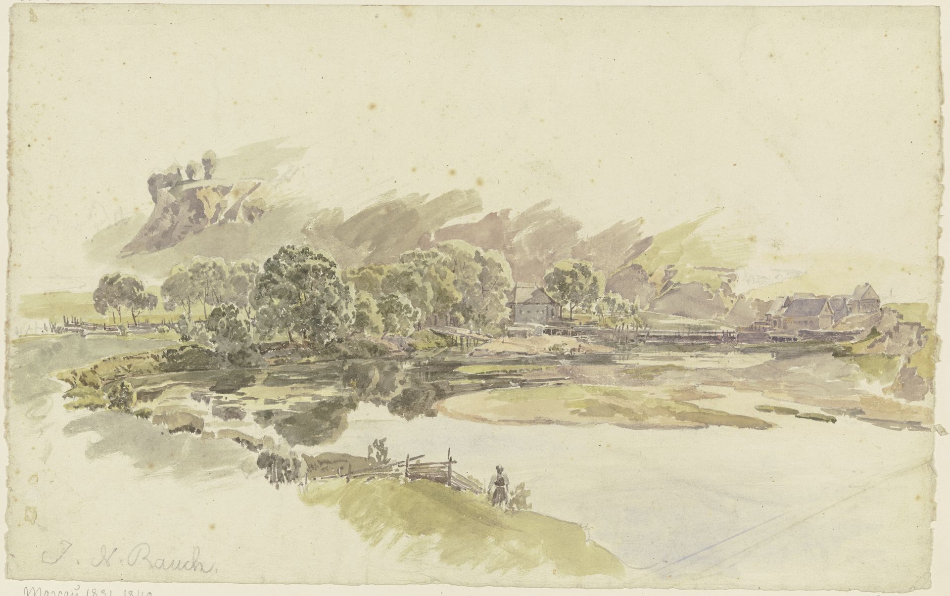 Russian river landscape by Johann Nepomuk Rauch