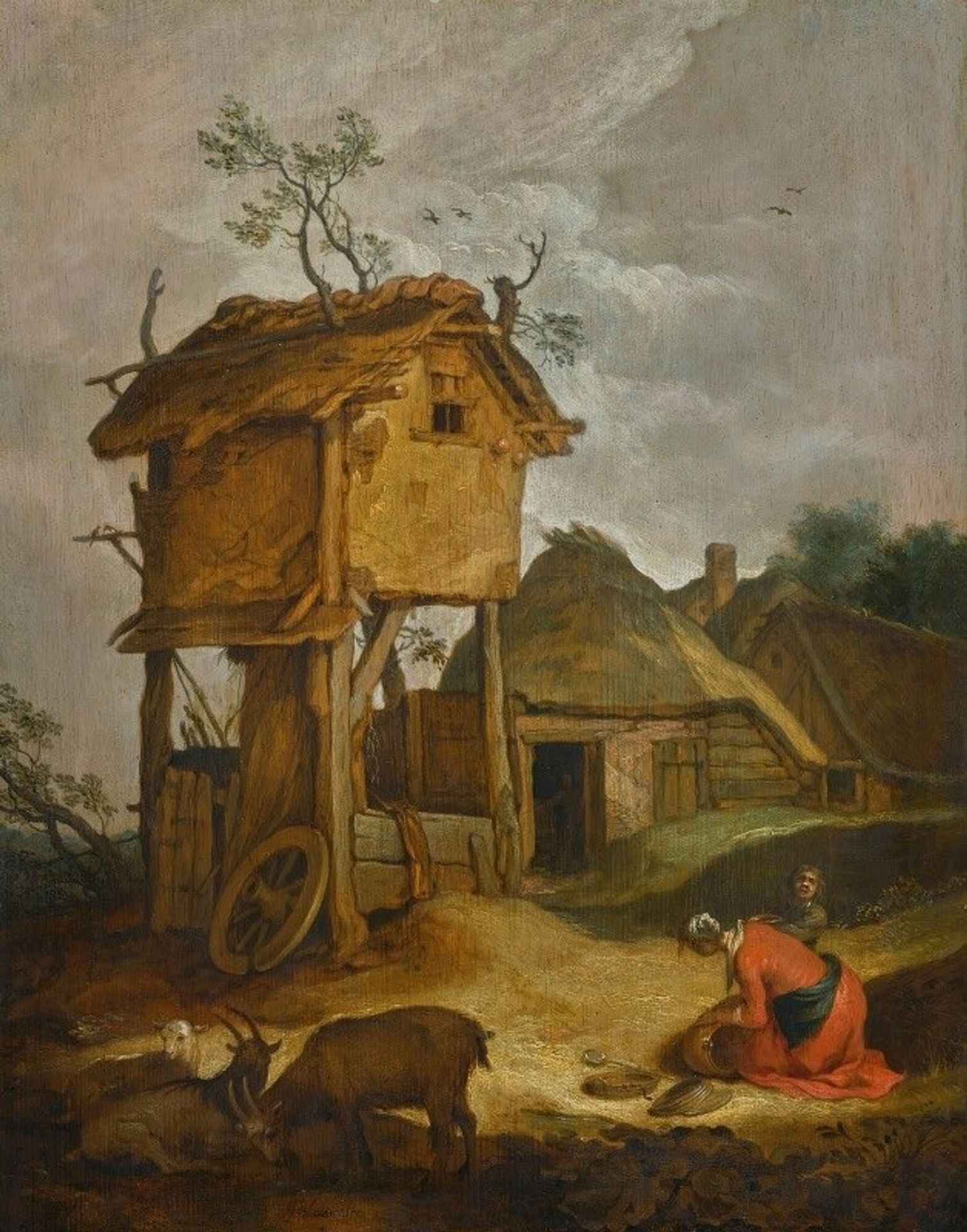 Farmyard with dovecote by Abraham Bloemaert