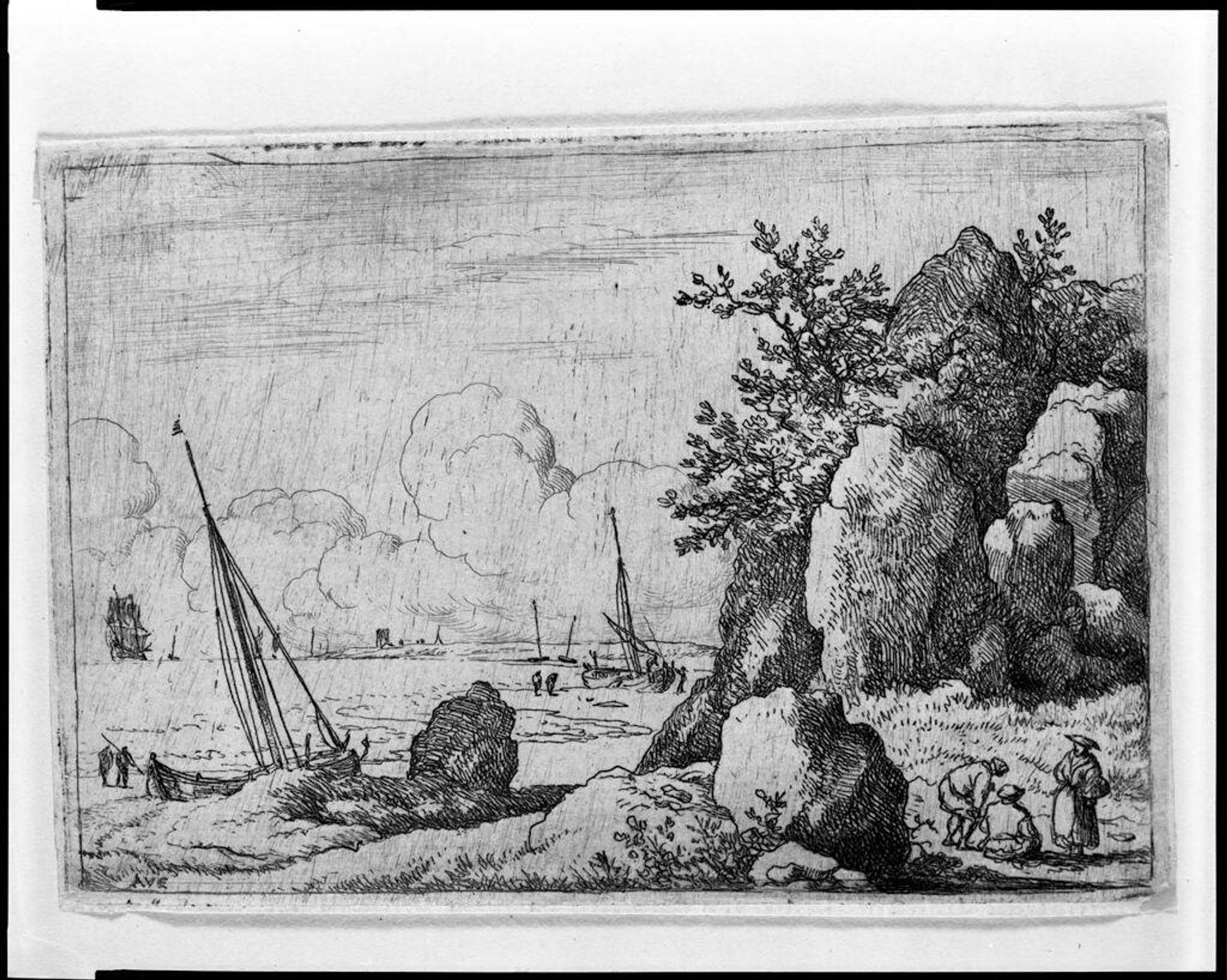 Marine Piece, with three figures by Allart van Everdingen
