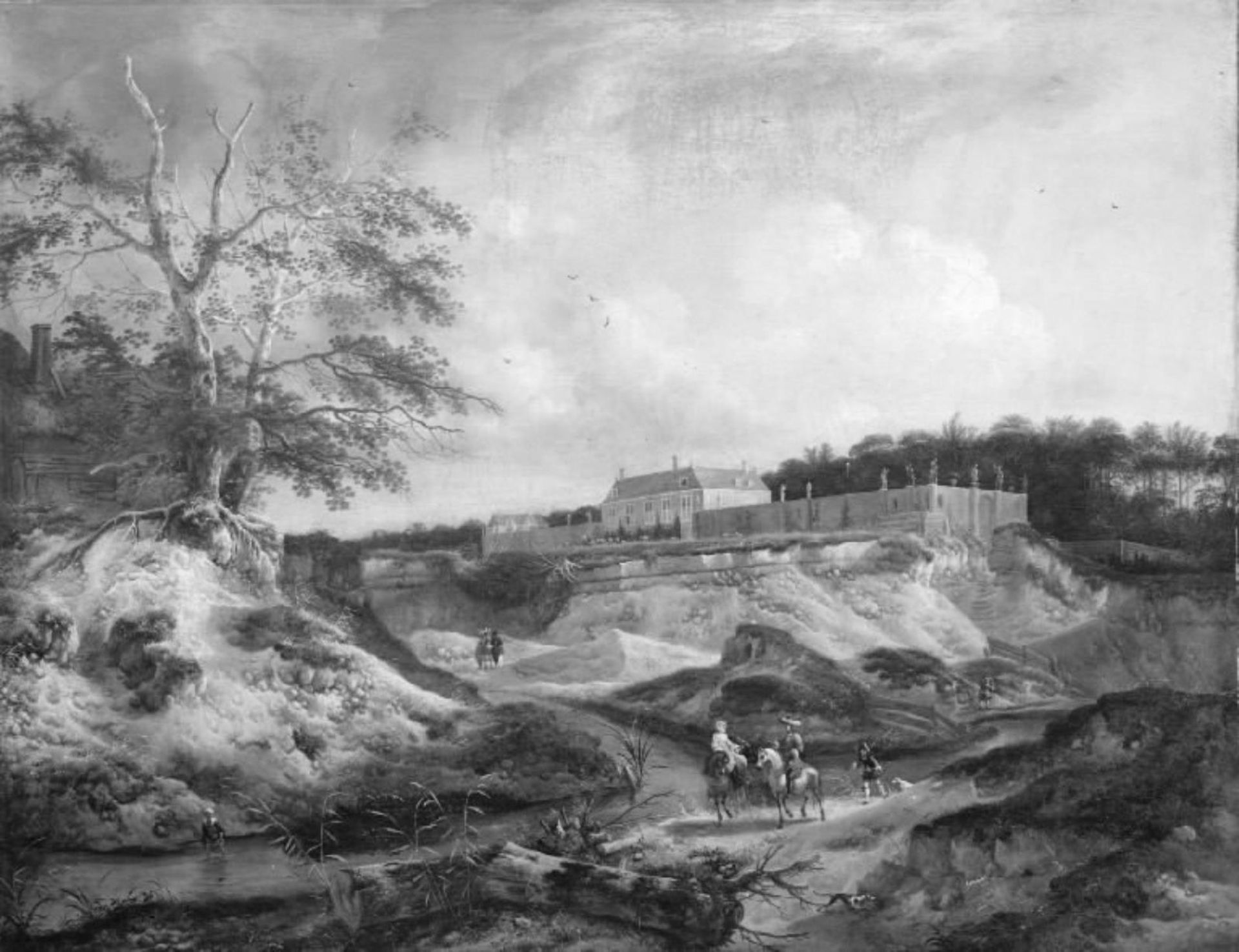 A Manor House on a Steep Chalk Hill by Anonymous