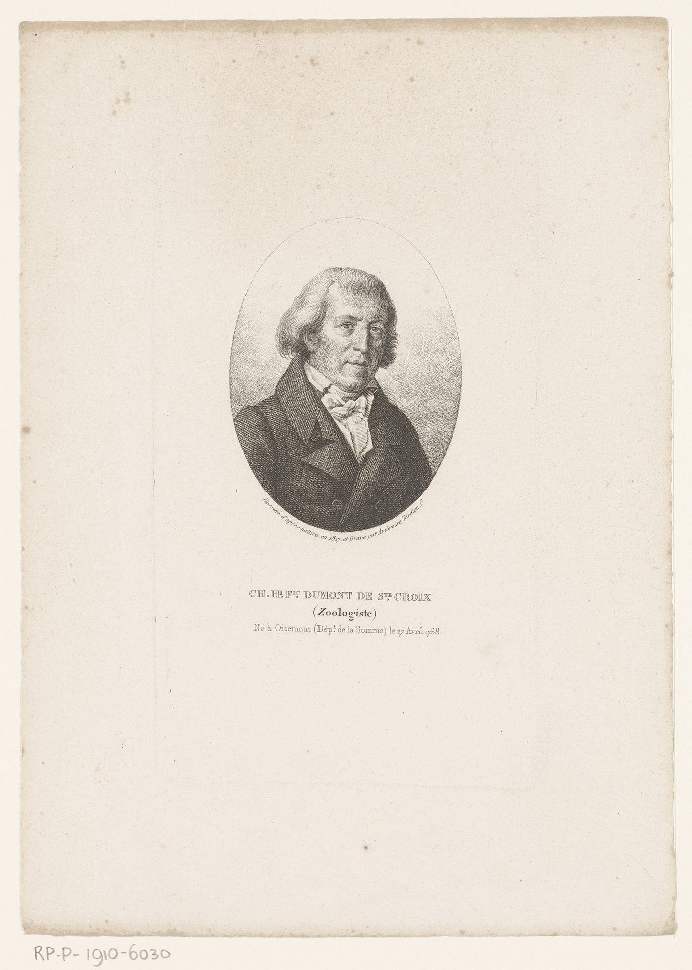 Portret van Charles Dumont de Sainte-Croix by Ambroise Tardieu