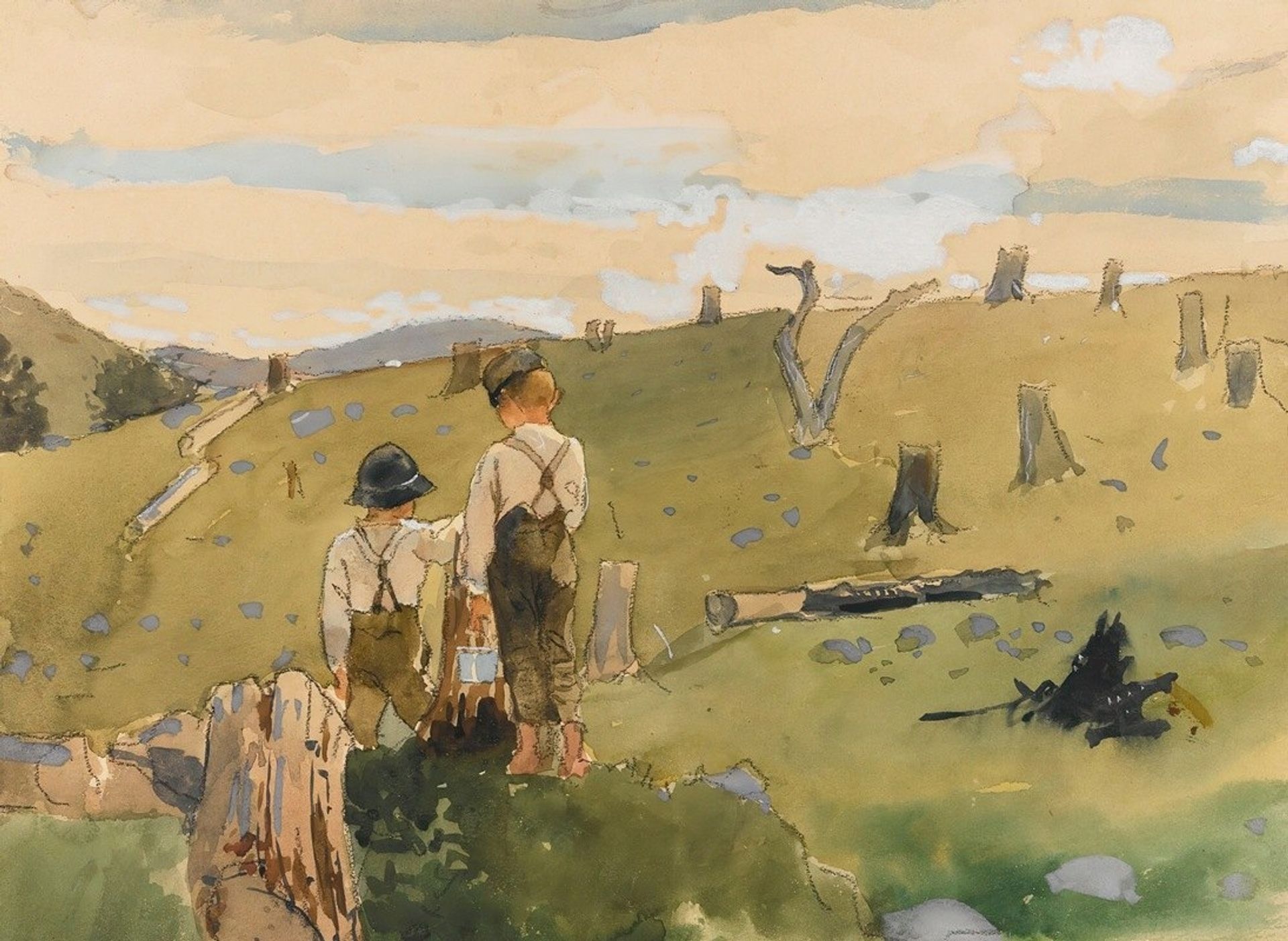 Boys On A Hillside by Winslow Homer