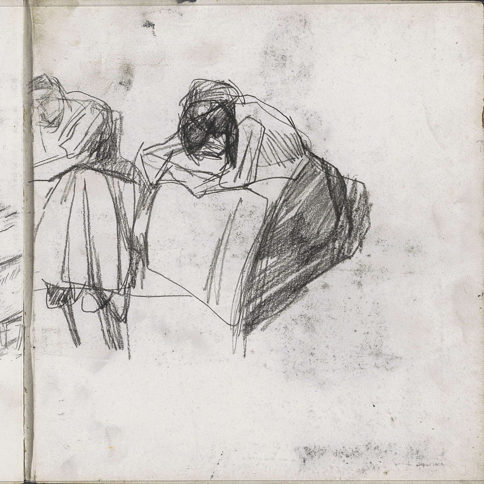 Twee voorovergebogen vrouwen by Isaac Israels