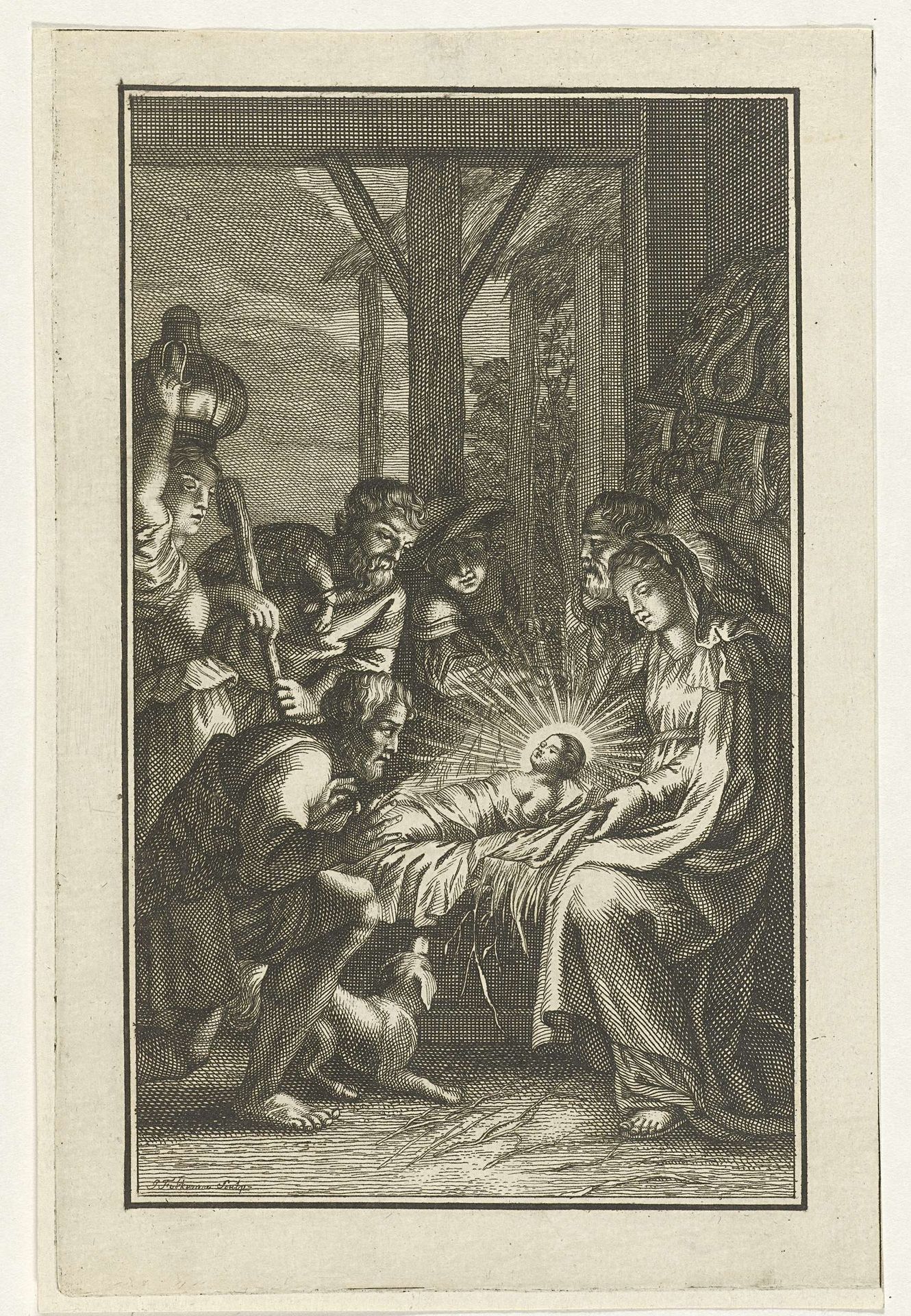Aanbidding door de herders by Jacob Folkema