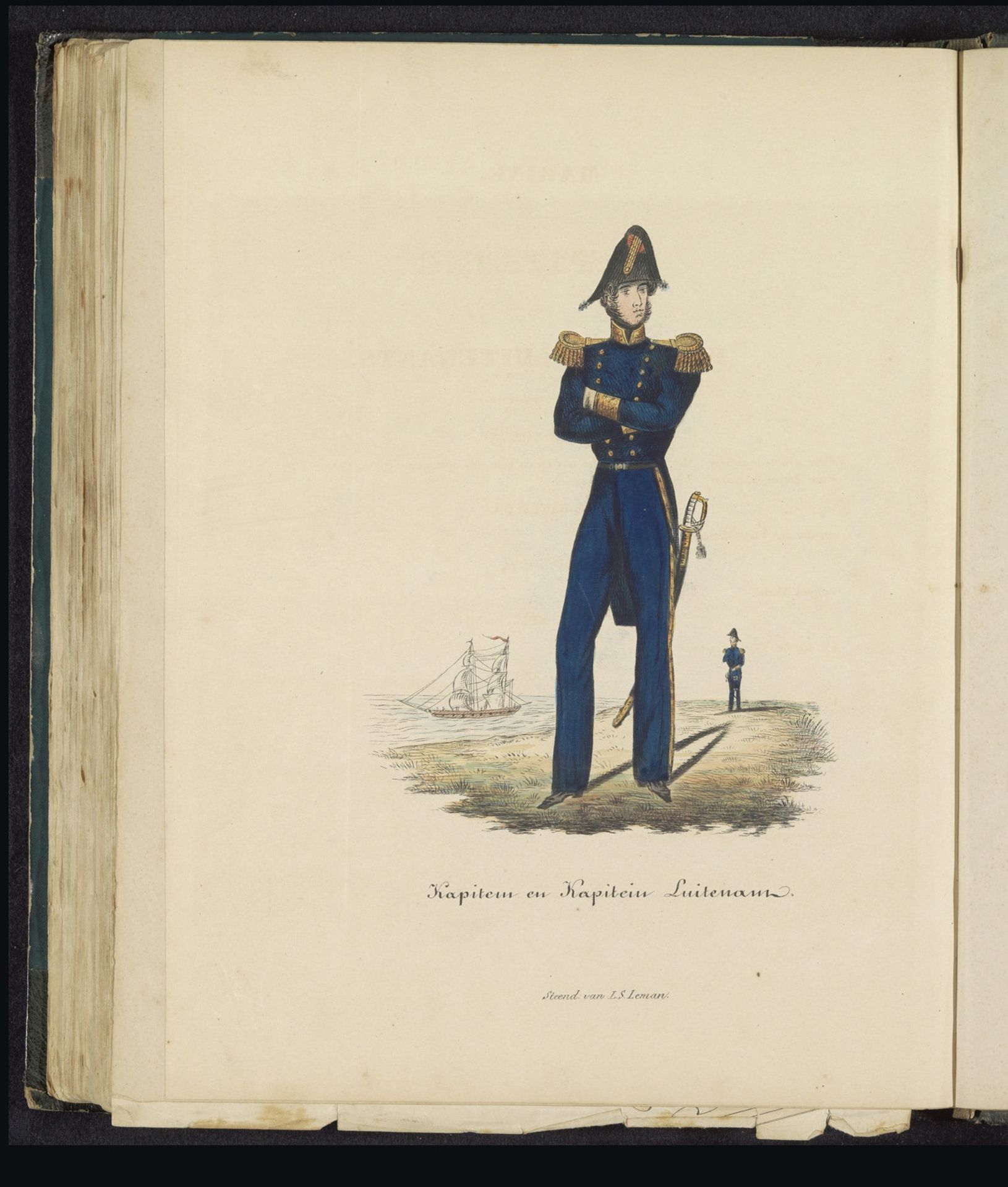 Uniform voor de kapiteins en kapitein-luitenants van de Marine, 1845 by Louis Salomon Leman