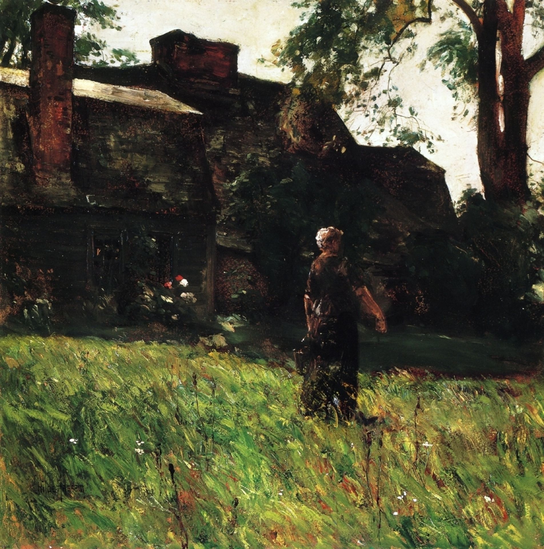 The Old Fairbanks House, Dedham, Massachusetts by Childe Hassam