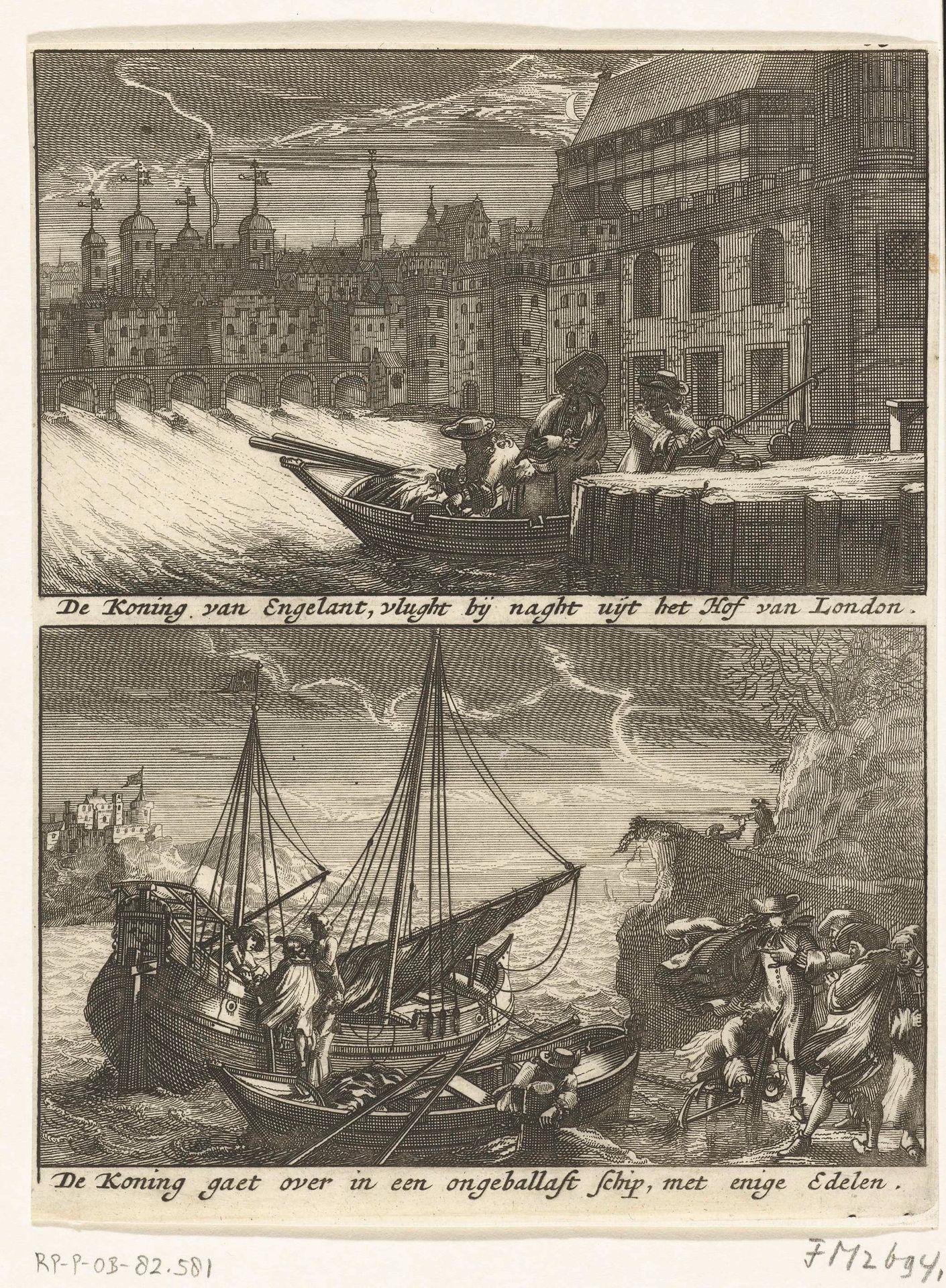 Vlucht van koning Jacobus II, 1688-1689 by Anonymous