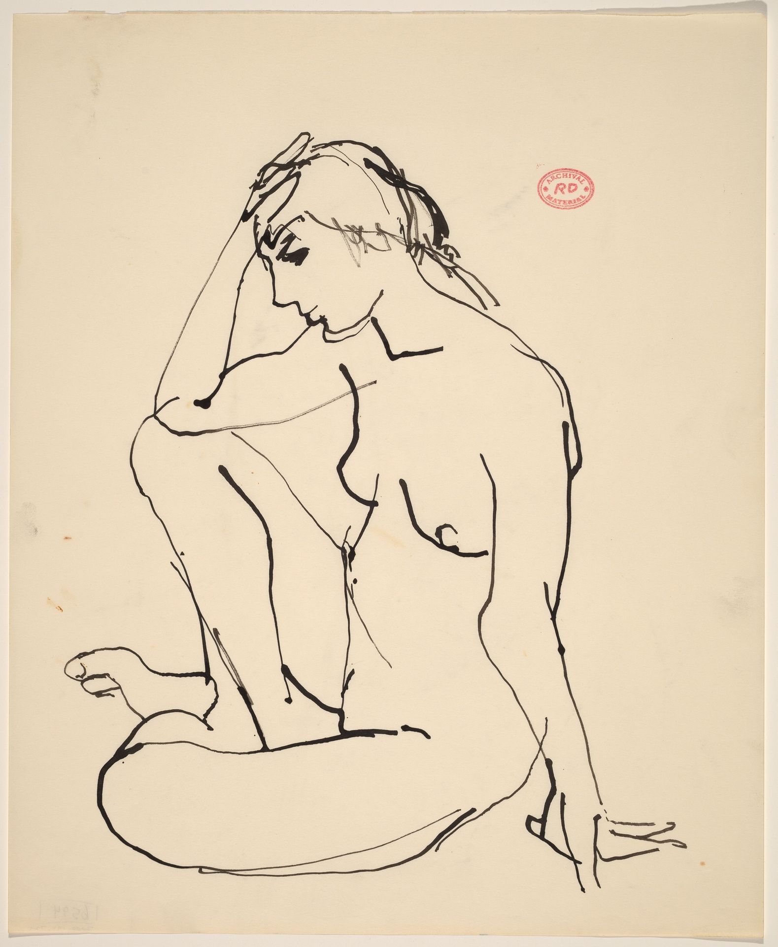 Untitled  [seated nude with right hand to her forehead] by Richard Diebenkorn