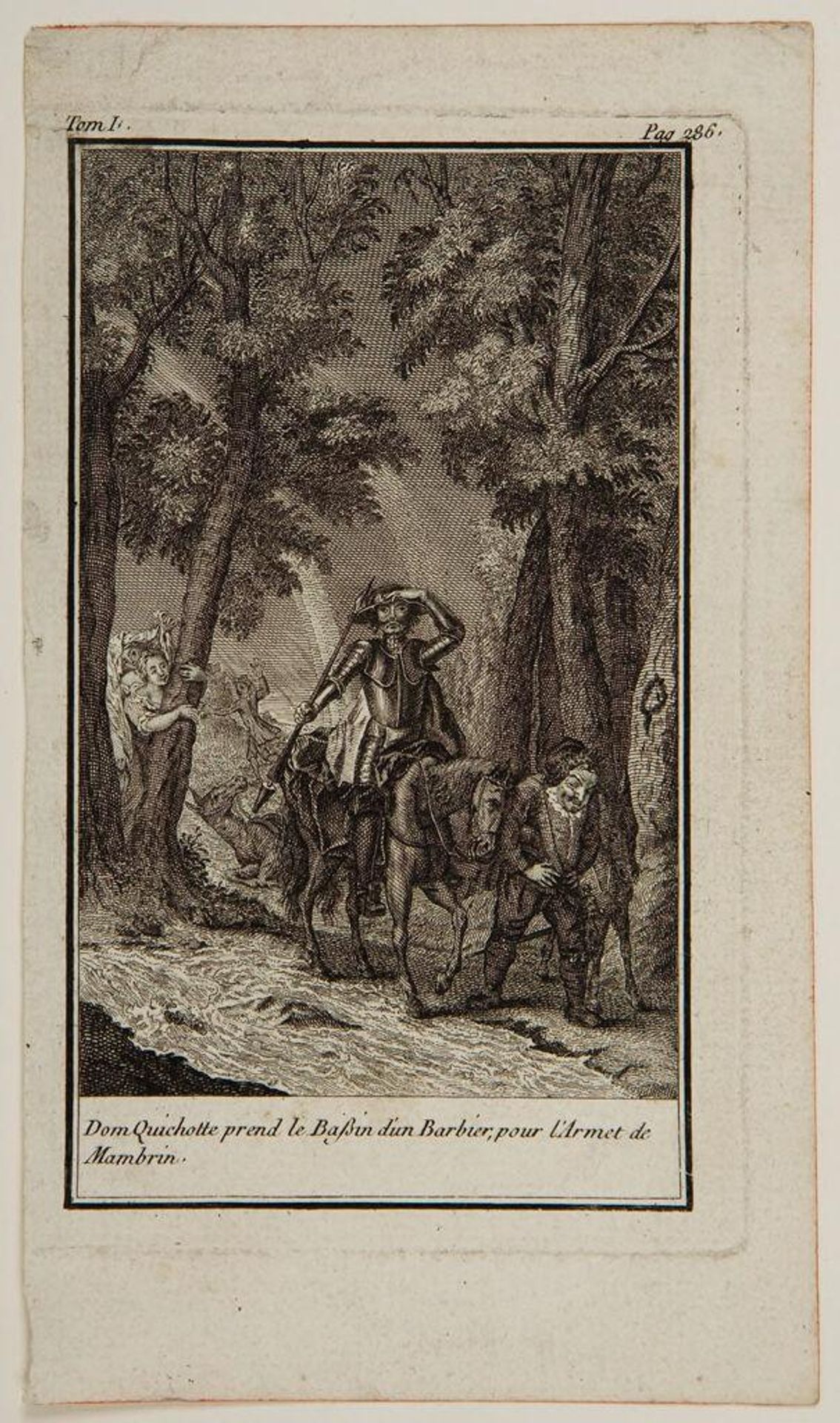 Don Quixote takes the wash basin of a barber by Augustin de Saint-Aubin