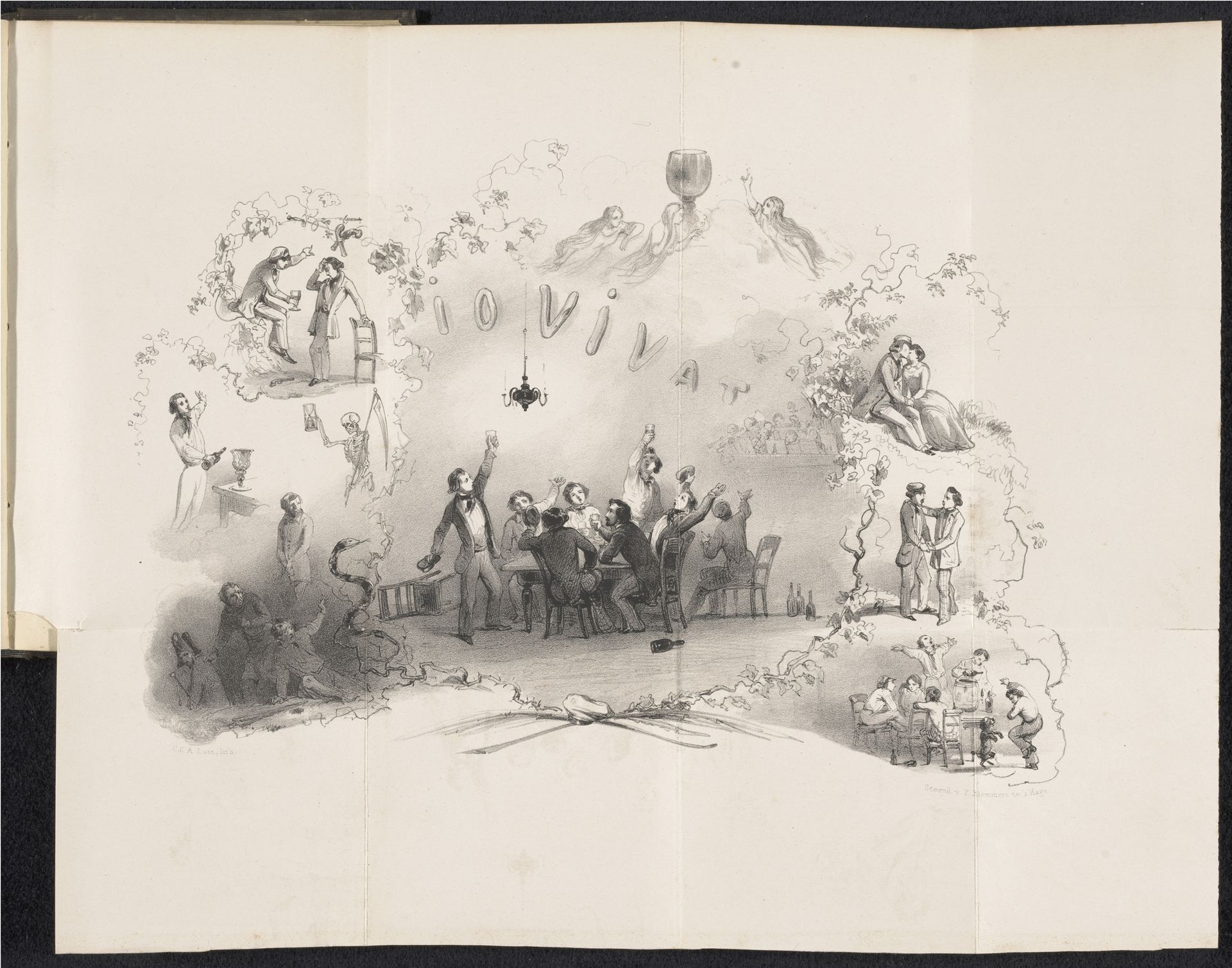Spotprent in Leidse studentenalmanak, 1849 by Carel Christiaan Antony Last