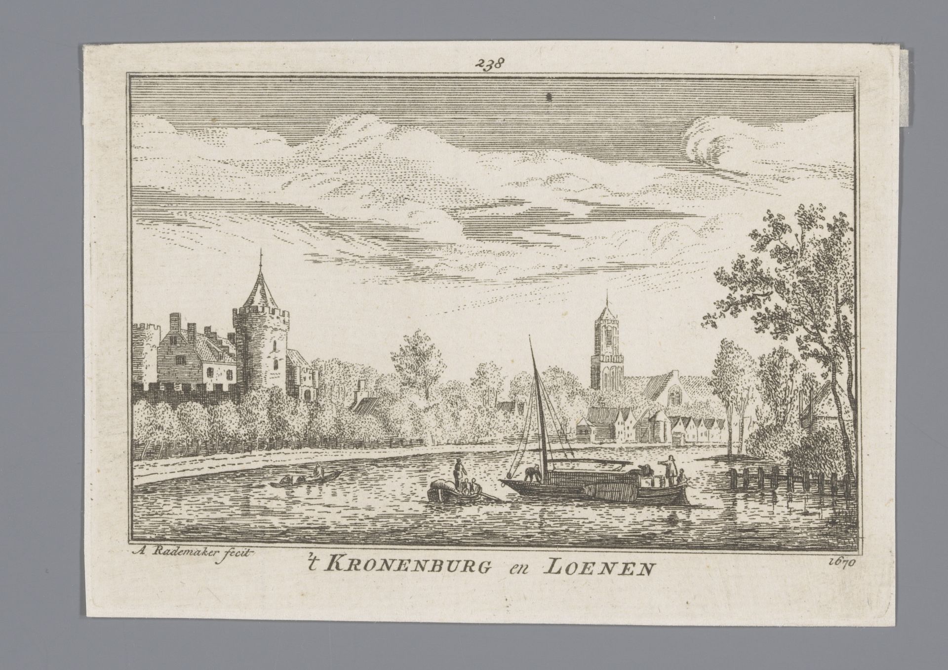 Gezicht op Huis Kronenburg en Loenen by Abraham Rademaker