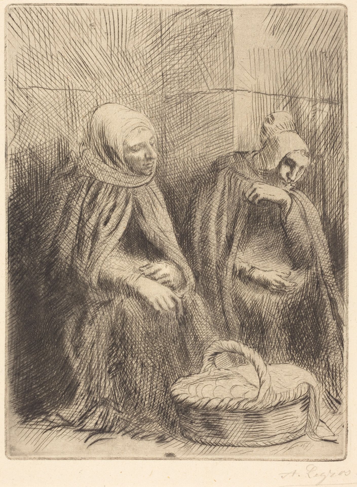 Egg-sellers, 1st plate (Les marchandes d'oeufs) by Alphonse Legros