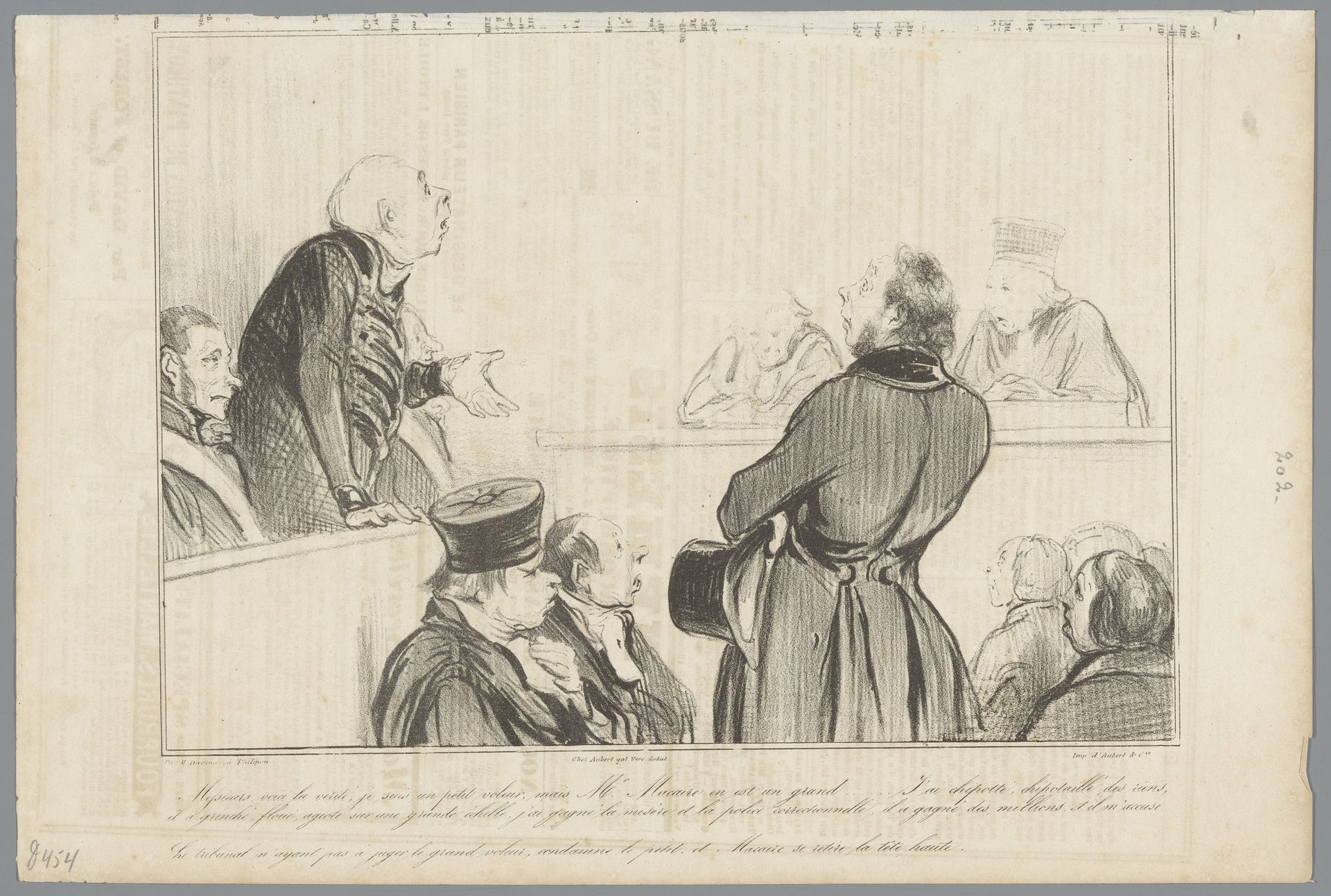 Verdachte verdedigt zich voor de rechter by Honoré Daumier