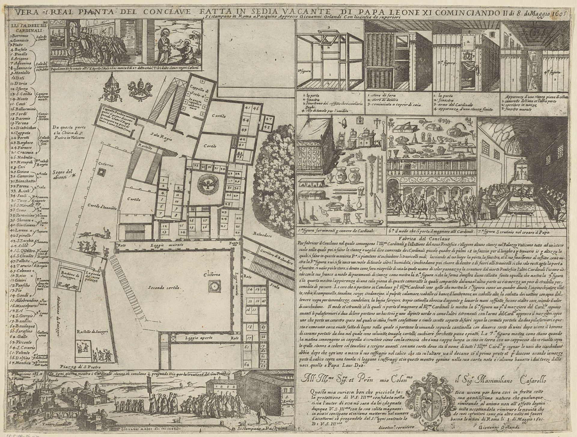 Grondplan voor het conclaaf in mei 1605 by Giovanni Maggi