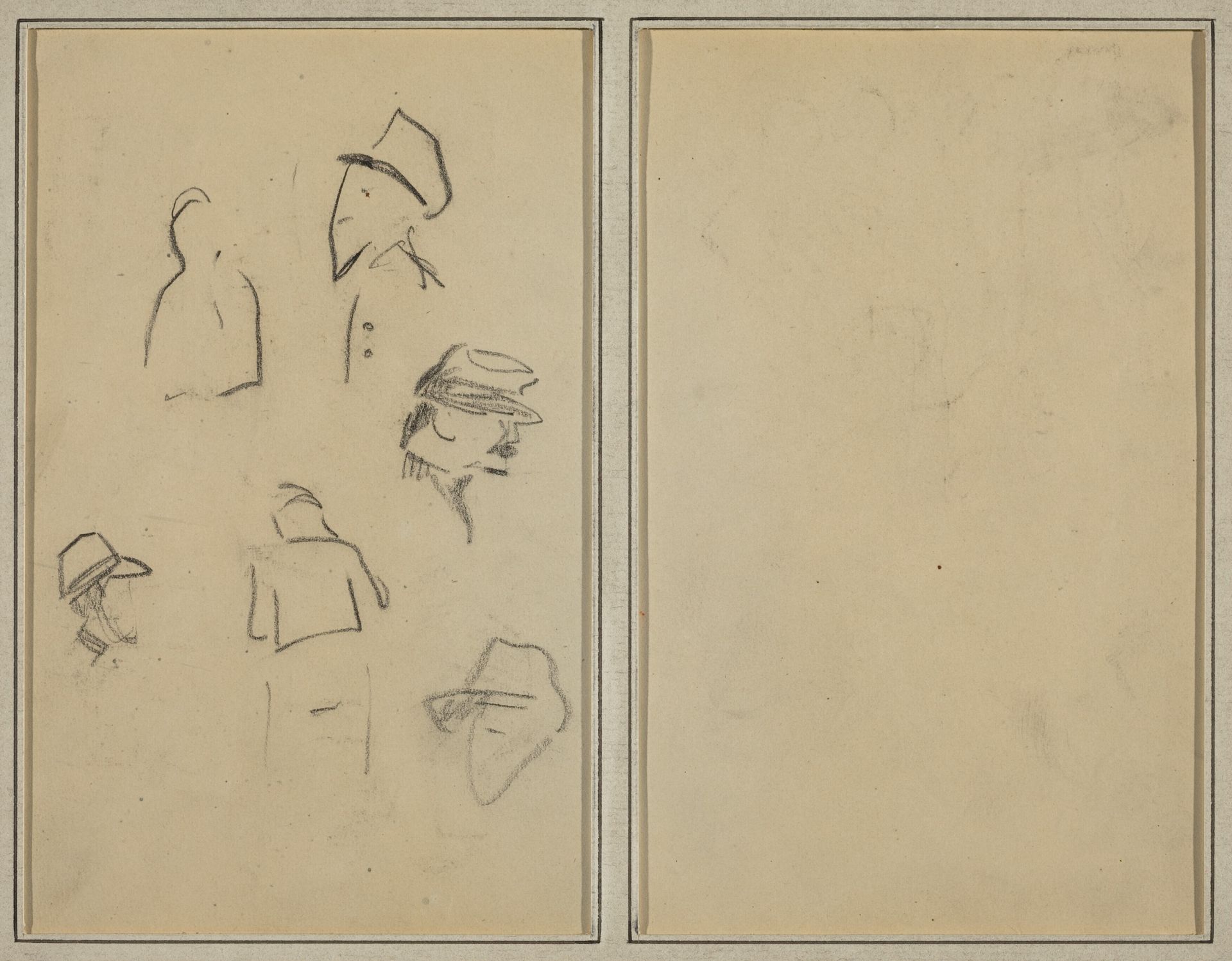 Four Heads and Two Figures [verso] by Paul Gauguin