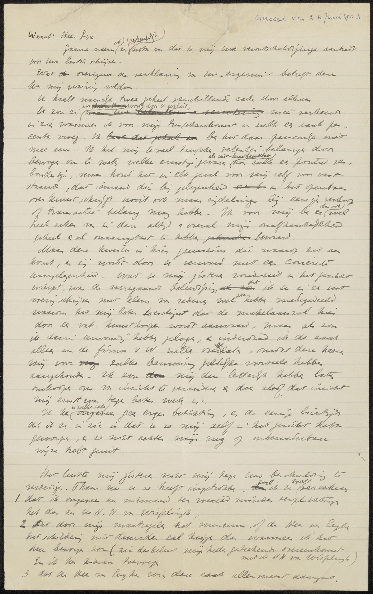Brief aan jonkheer Jan Six by Jan Veth