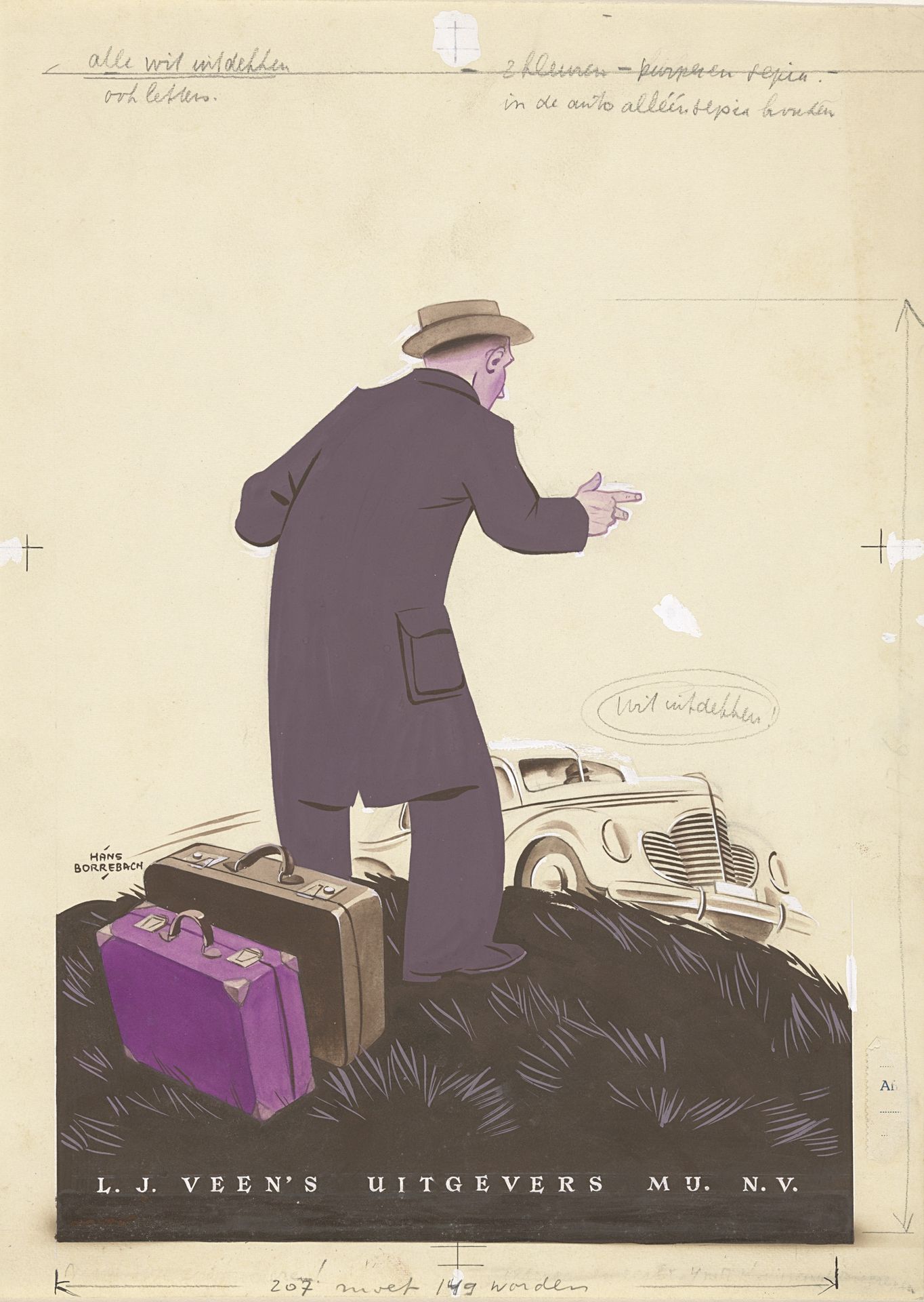 Bandontwerp voor: D.J. Ruyter, Langs den weg, 1941 by Hans Borrebach