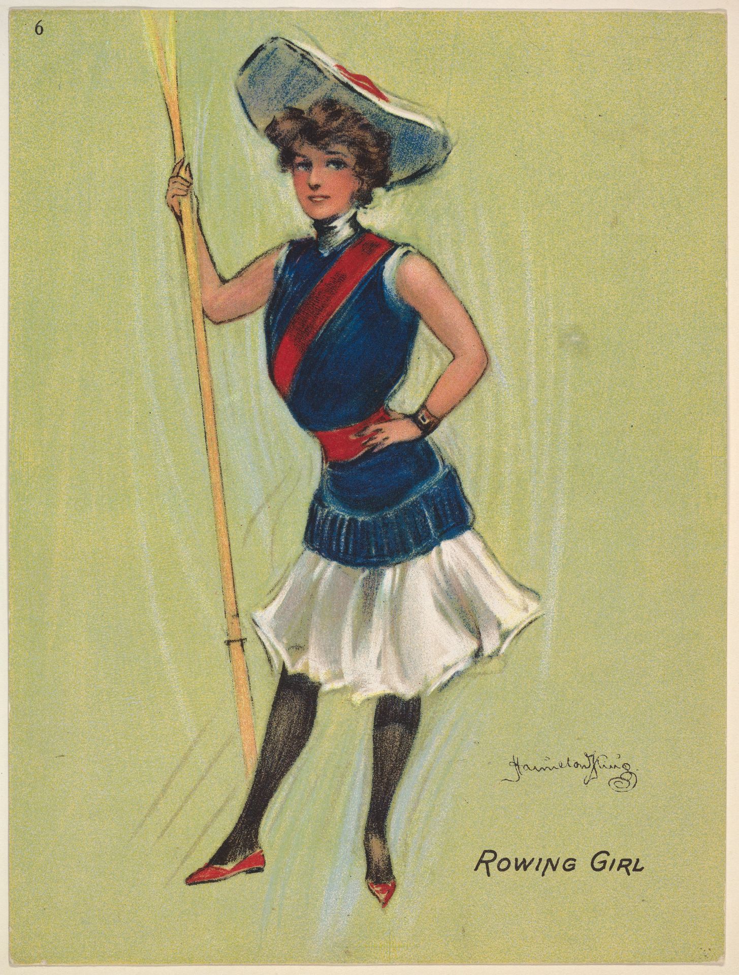 Rowing Girl, from the series "Hamilton King Girls" (T7, Type 6), issued by Turkish Trophies Cigarettes by Hamilton King