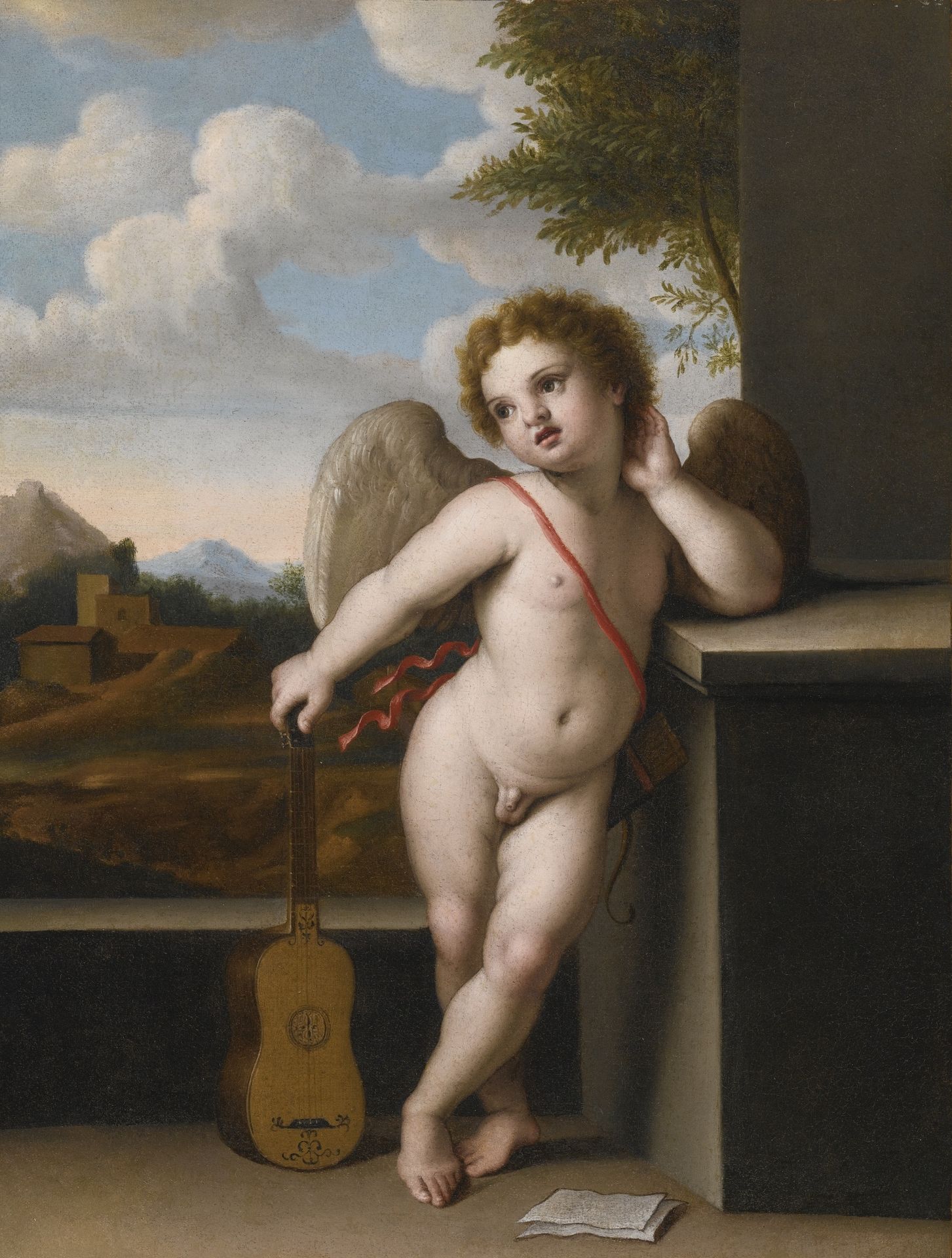 An Angel Holding a Guitar by Sassoferrato