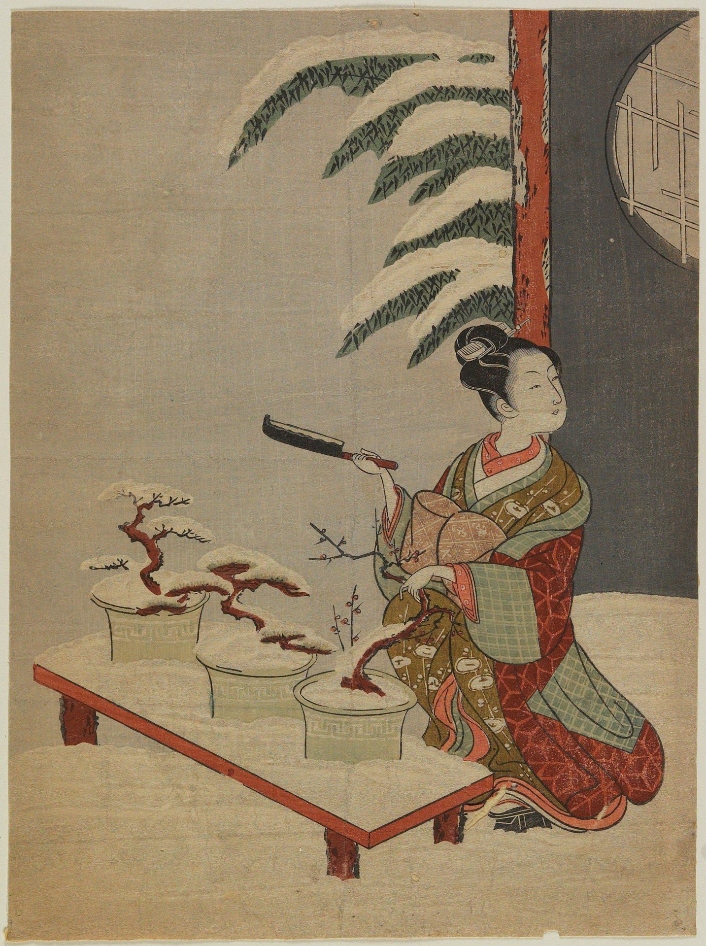 Visual Parody of the Noh Play -Hachi no ki- by Suzuki Harunobu 鈴木春信