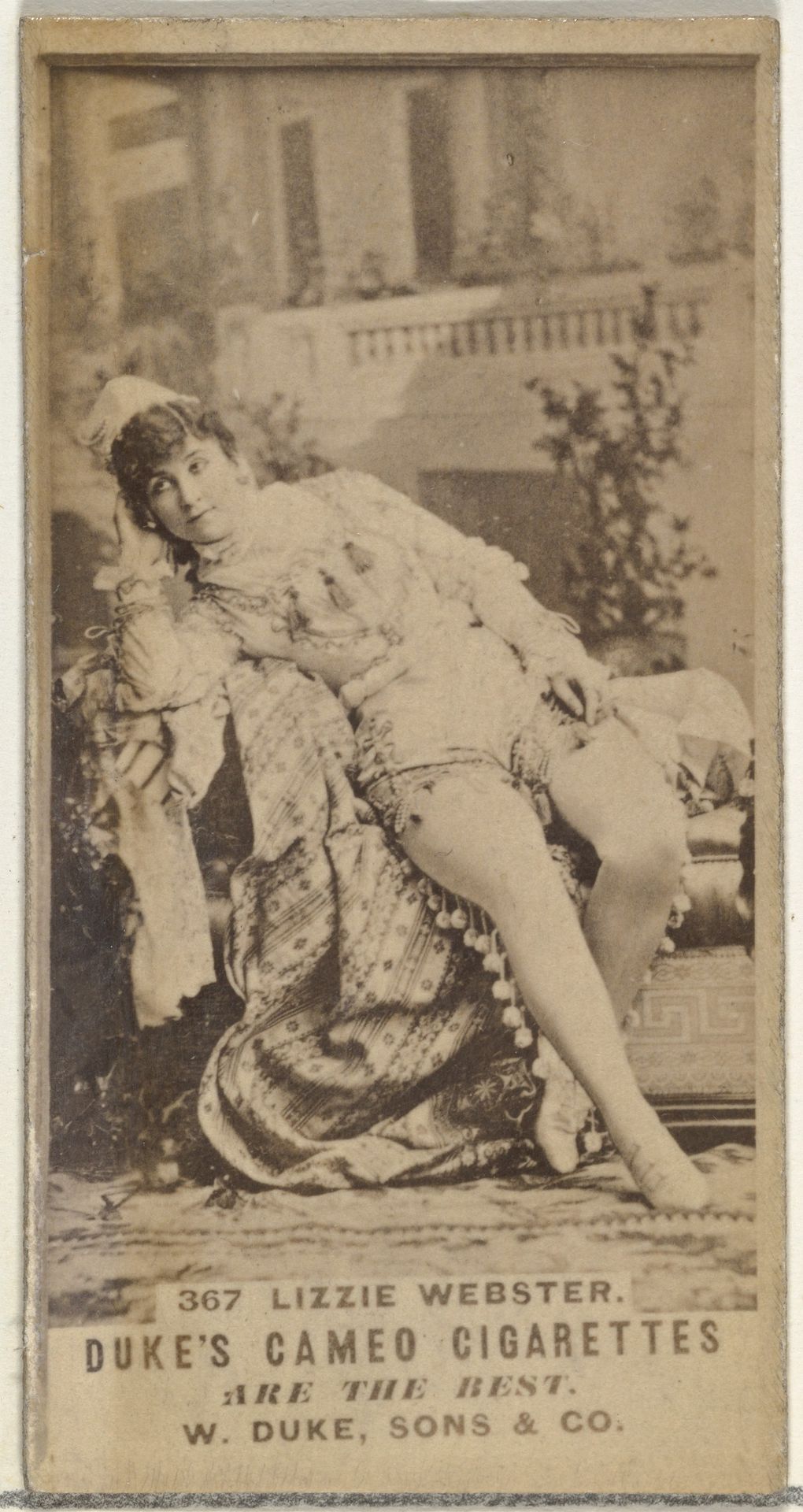 Card Number 367, Lizzie Webster, from the Actors and Actresses series (N145-5) issued by Duke Sons & Co. to promote Cameo Cigarettes by W. Duke, Sons & Co.