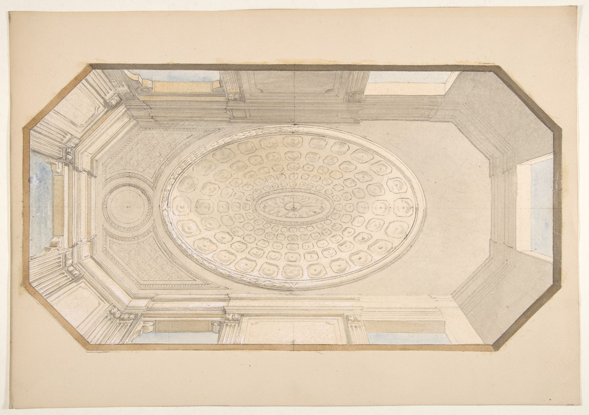 Design for a coiffered ceiling by Jules-Edmond-Charles Lachaise