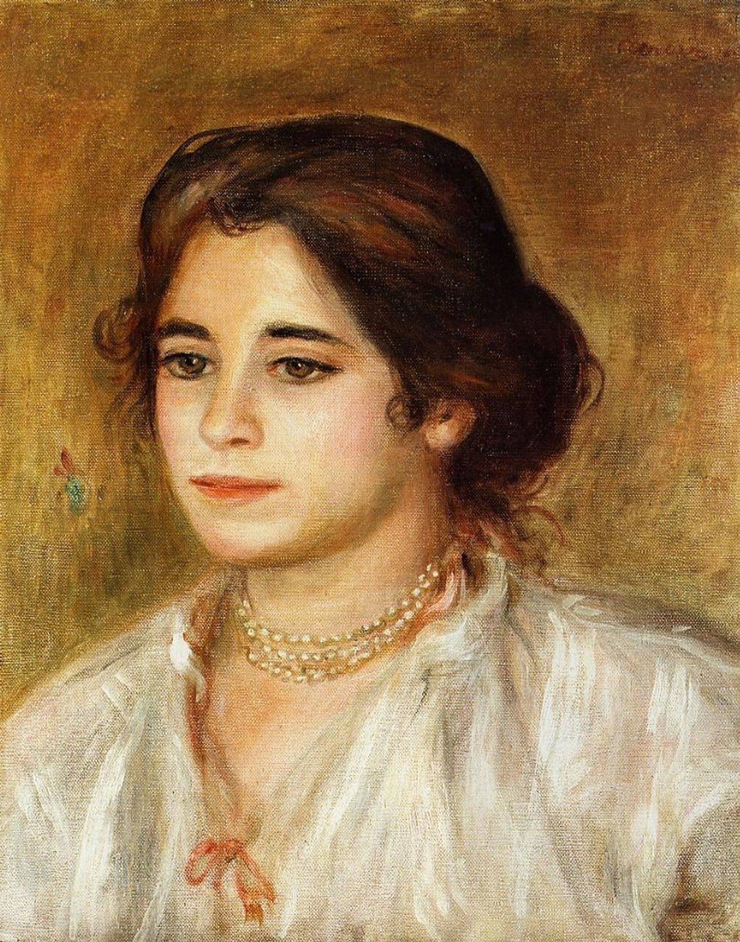 Gabrielle Wearing a Necklace by Pierre-Auguste Renoir