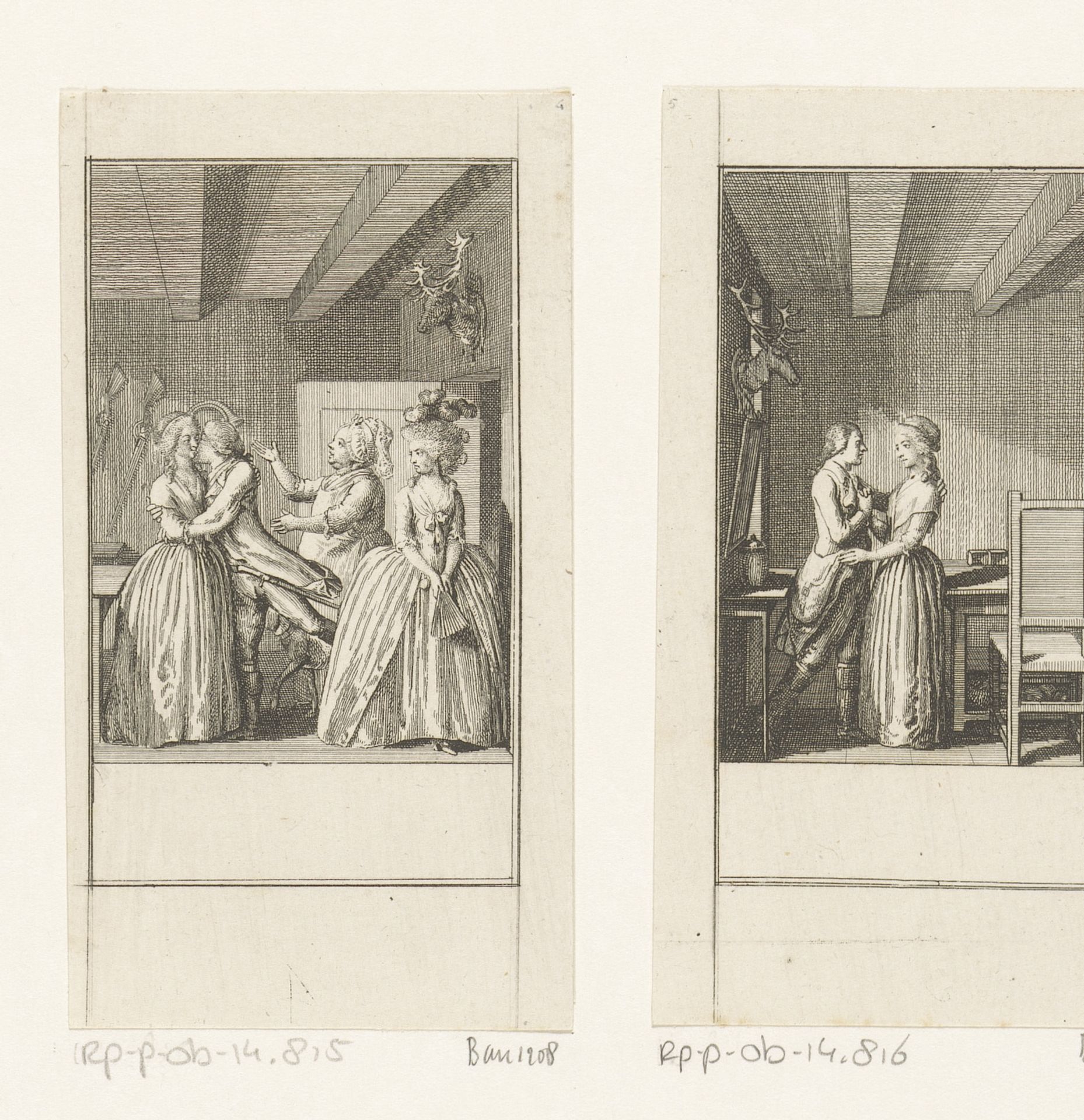Anton kust Friederike in plaats van zijn verloofde by Daniel Nikolaus Chodowiecki