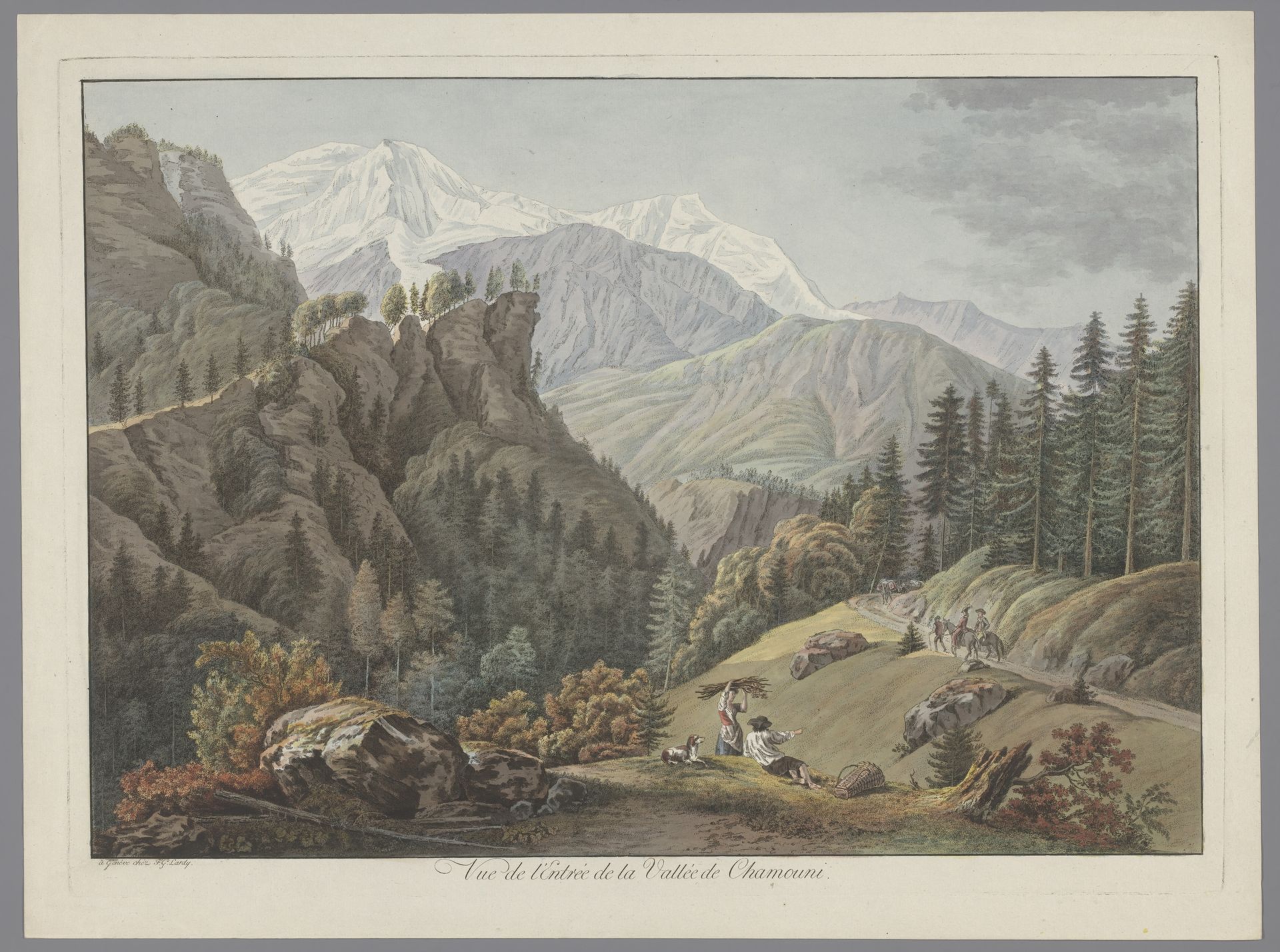 Gezicht op de vallei bij Chamonix by François Guillaume Lardy