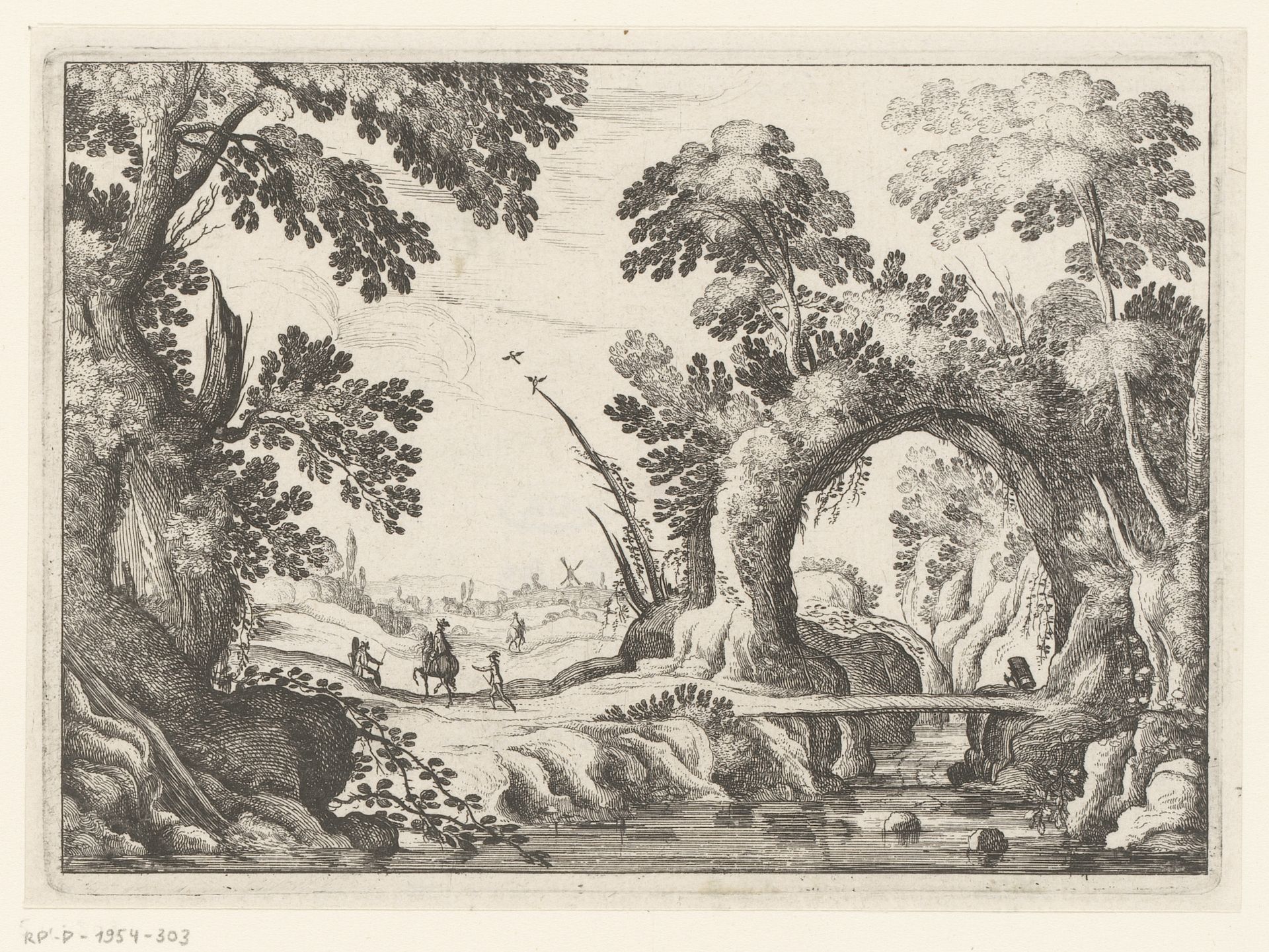 Landschap met brug over rivier by Nicolas Cochin