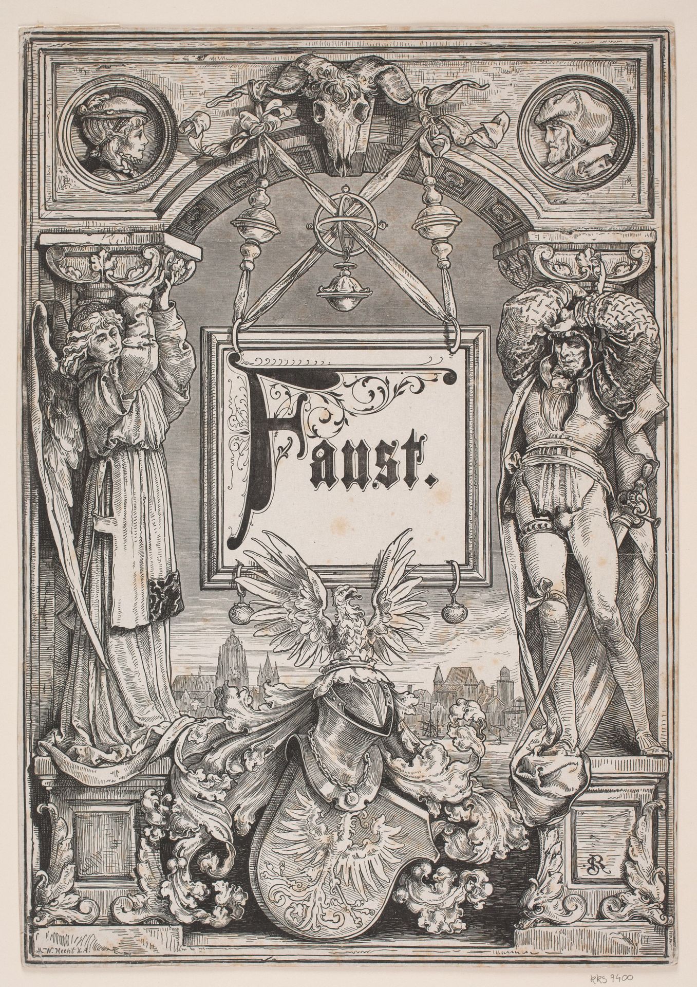 Titelblad og Vignet til en udgave af "Faust", München 1884 by André Bork