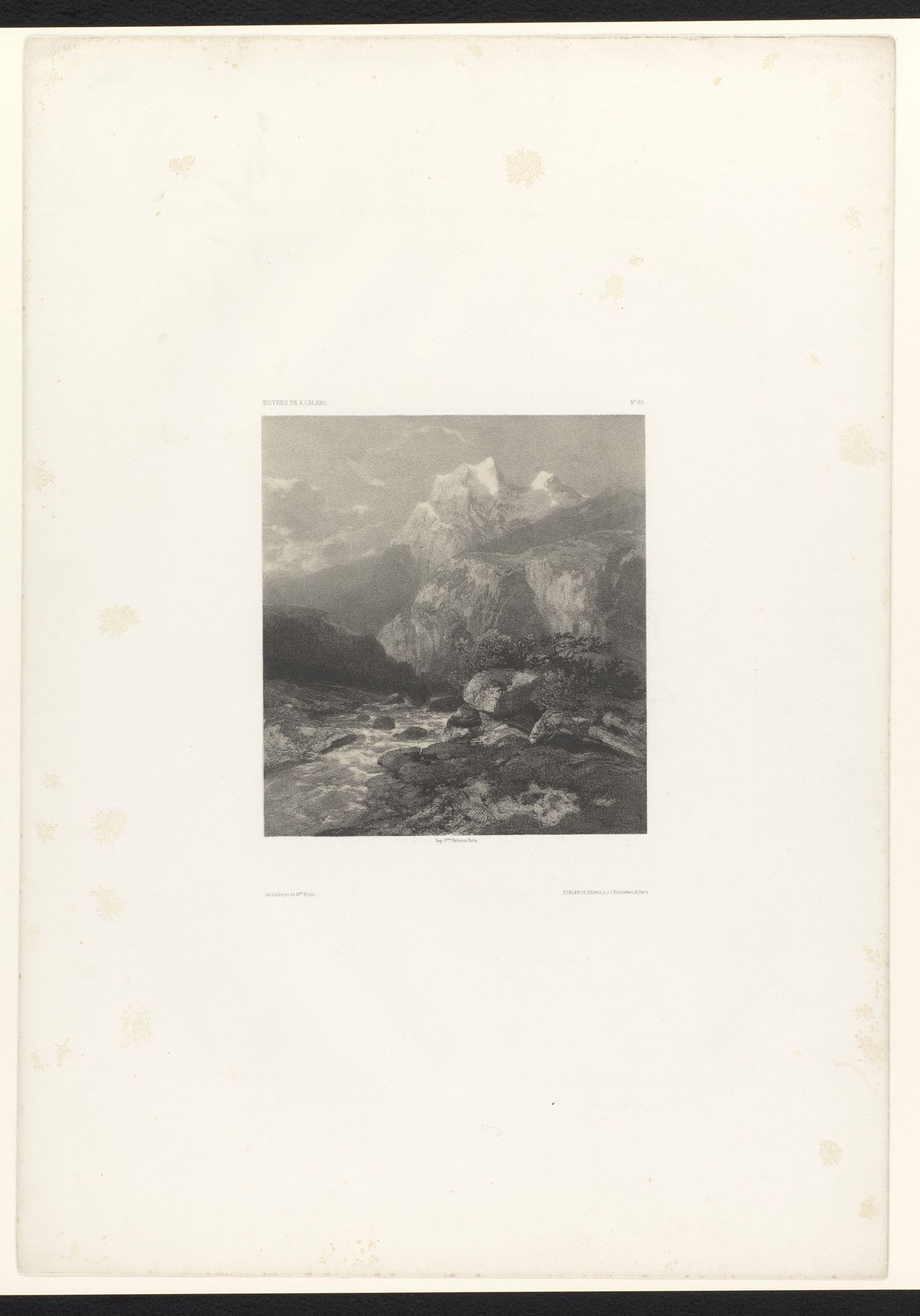 Berglandschap met beek langs de rotsen by Alexandre Calame
