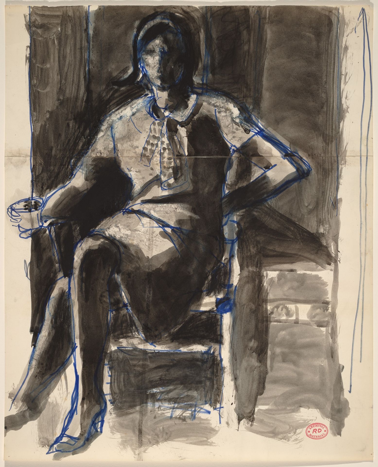 Untitled [seated woman holding a cup] by Richard Diebenkorn